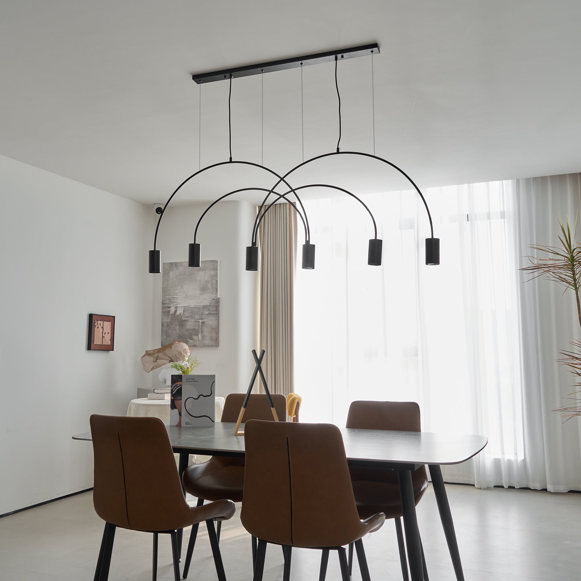 Solara Pendant Lamp Overlapping Cylinder Minimalist Dining Room - Letslighting