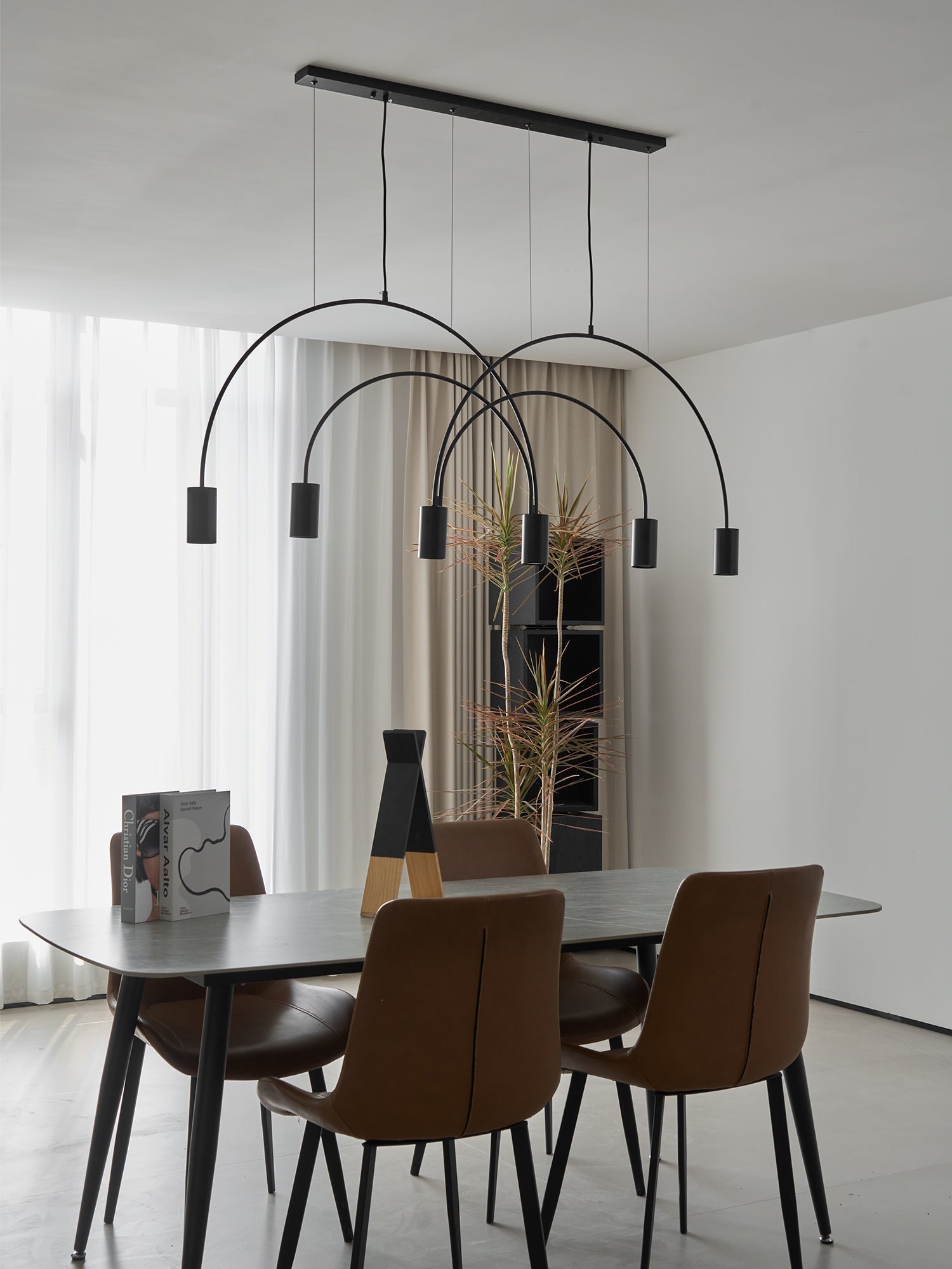 Solara Pendant Lamp Overlapping Cylinder Minimalist Dining Room - Letslighting