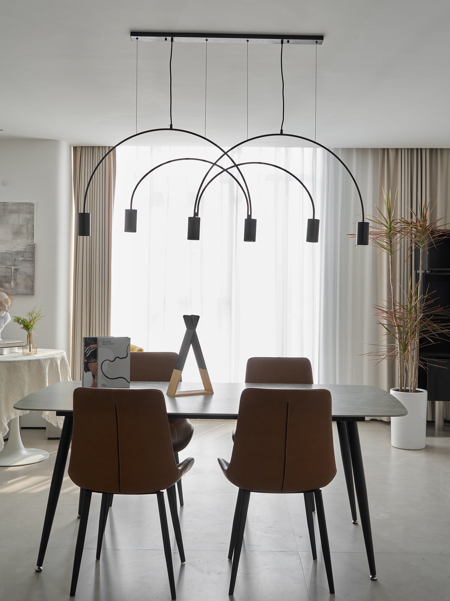 Solara Pendant Lamp Overlapping Cylinder Minimalist Dining Room - Letslighting