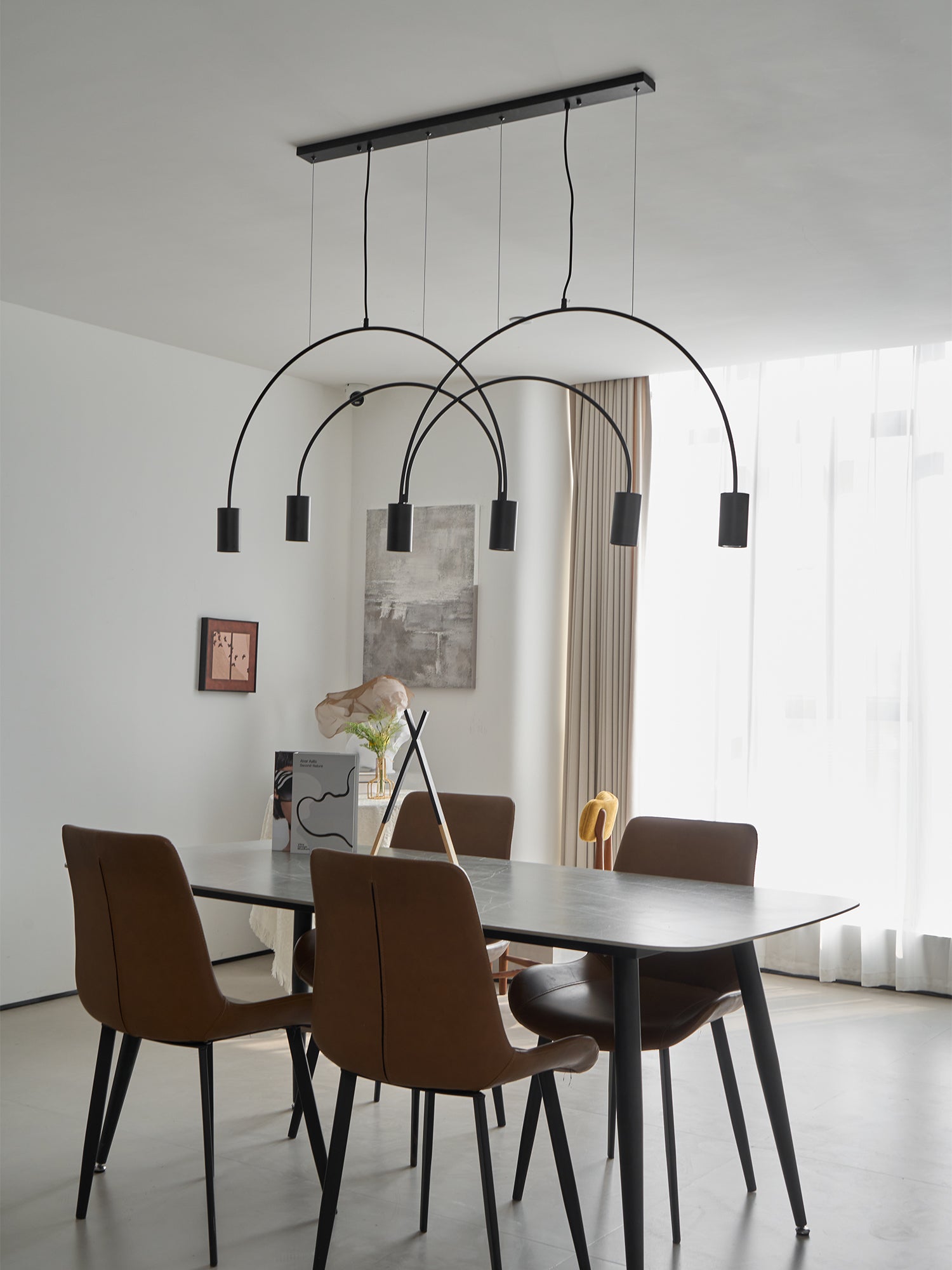 Solara Pendant Lamp Overlapping Cylinder Minimalist Dining Room - Letslighting