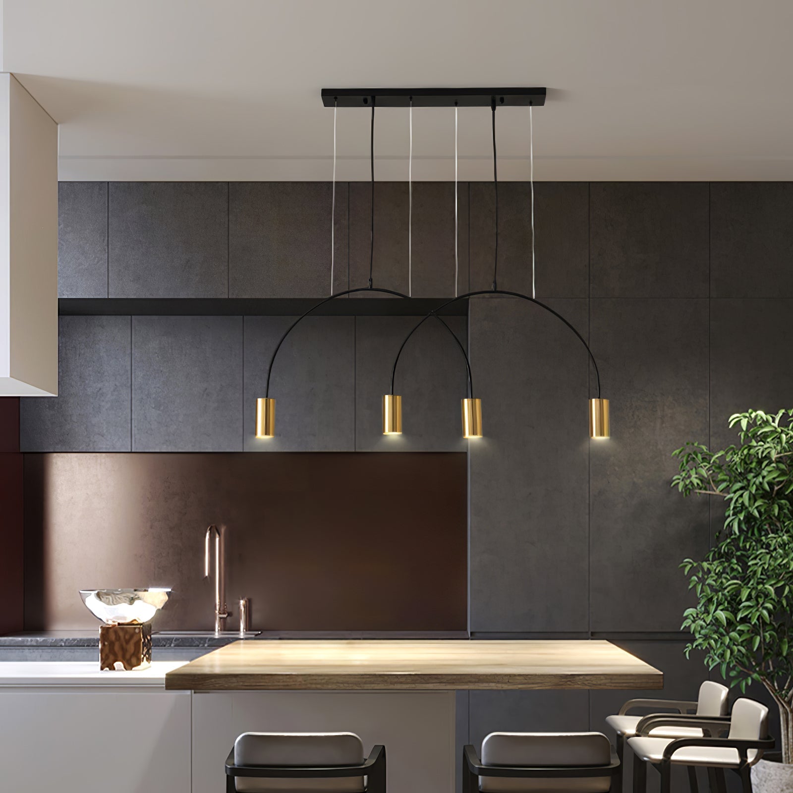 Solara Pendant Lamp Overlapping Cylinder Minimalist Dining Room - Letslighting
