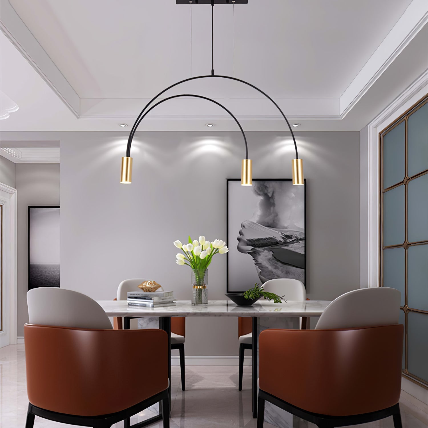 Solara Pendant Lamp Overlapping Cylinder Minimalist Dining Room - Letslighting