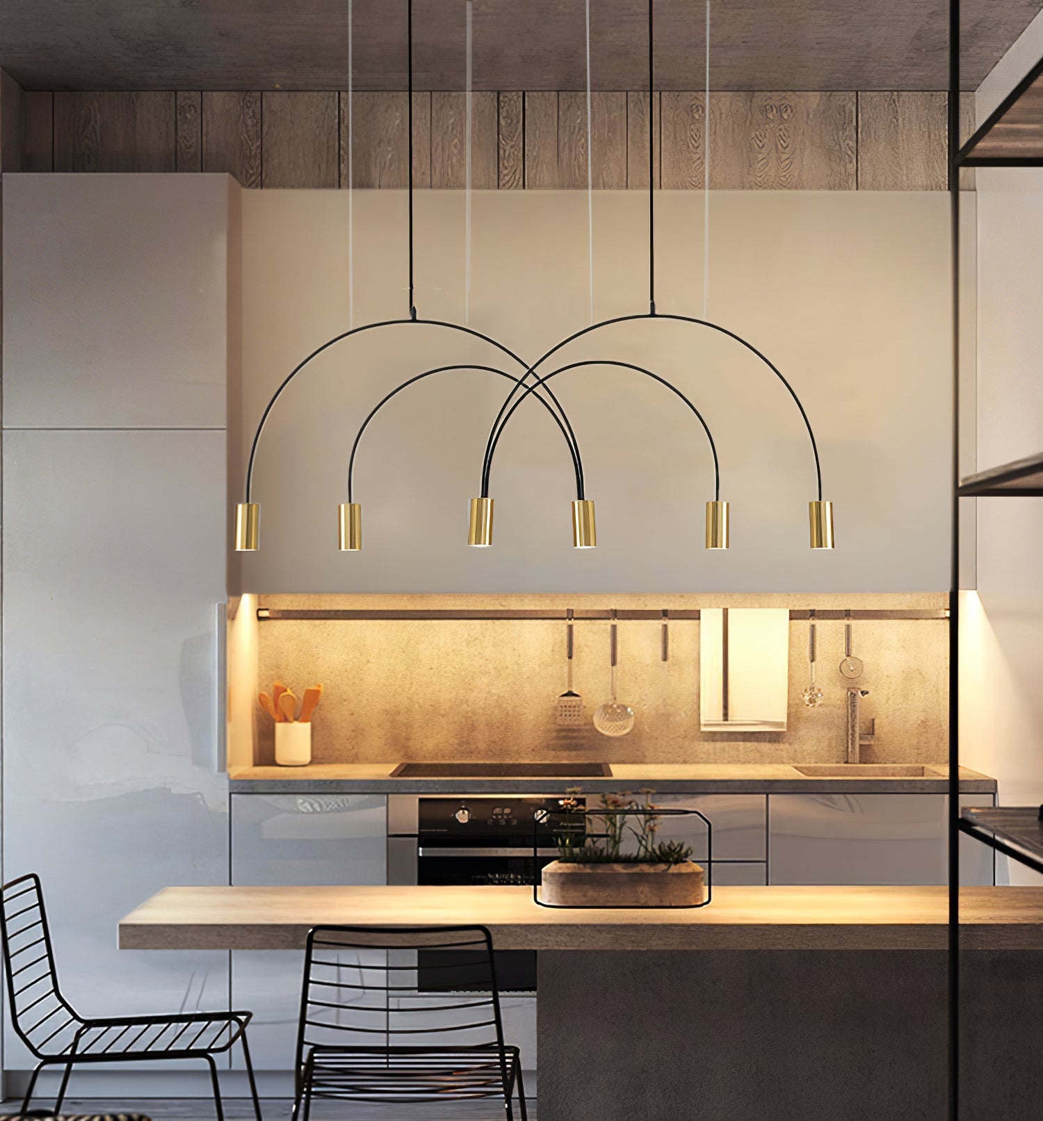 Solara Pendant Lamp Overlapping Cylinder Minimalist Dining Room - Letslighting