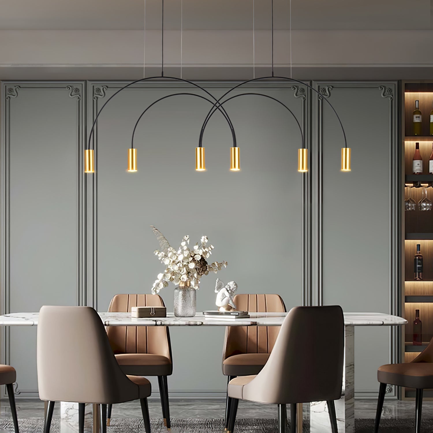 Solara Pendant Lamp Overlapping Cylinder Minimalist Dining Room - Letslighting