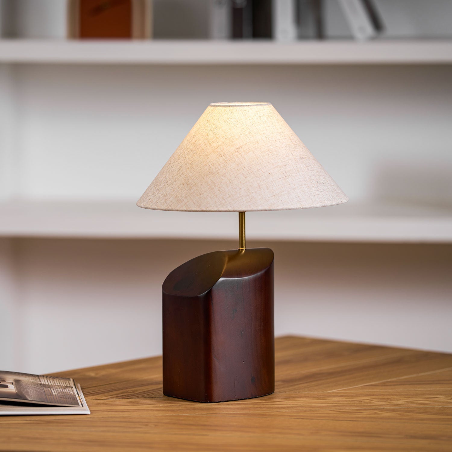 Curvan Wood Fabric Table Lamp - Letslighting