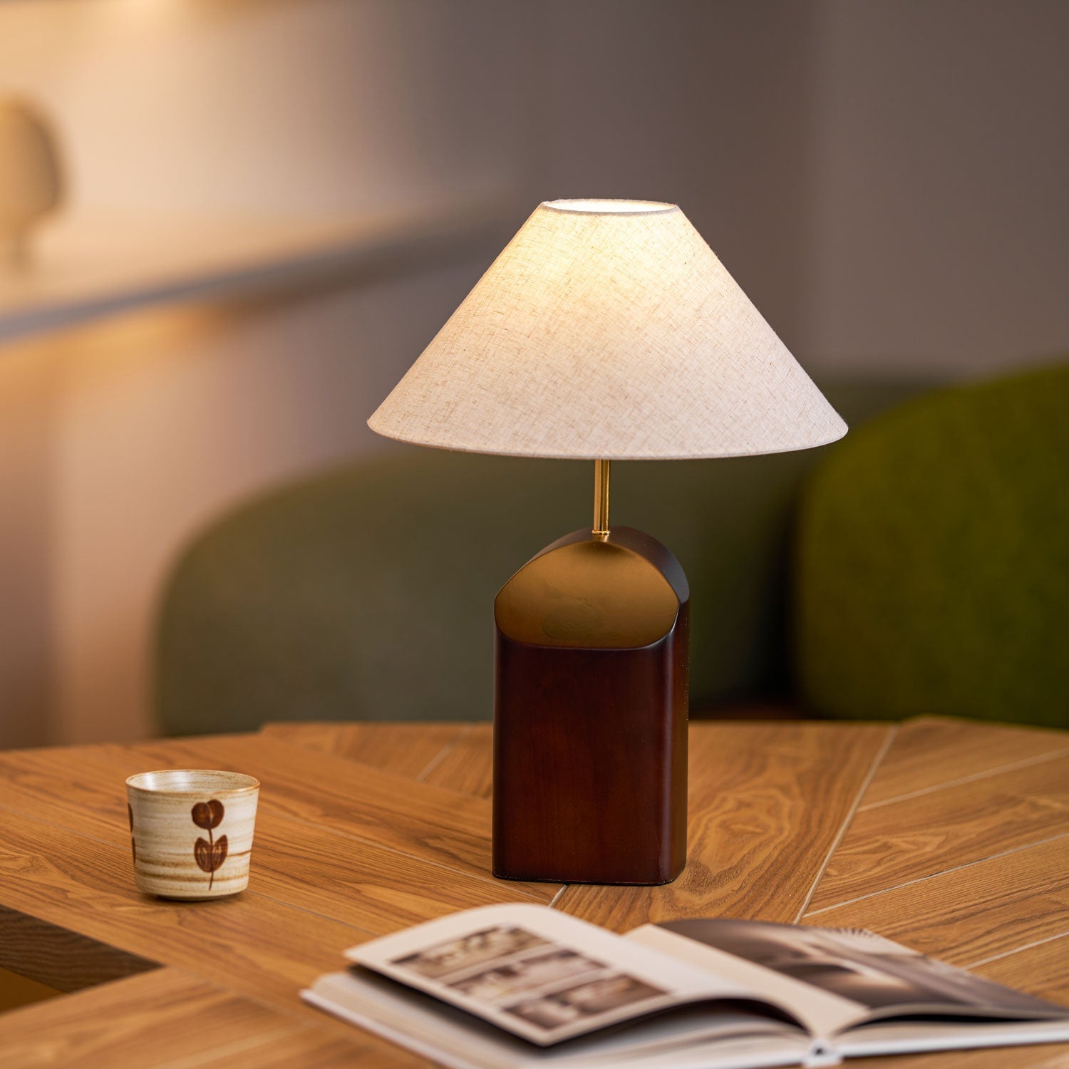 Curvan Wood Fabric Table Lamp - Letslighting