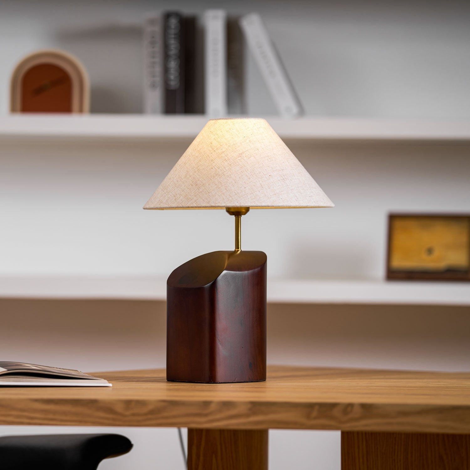 Curvan Wood Fabric Table Lamp - Letslighting