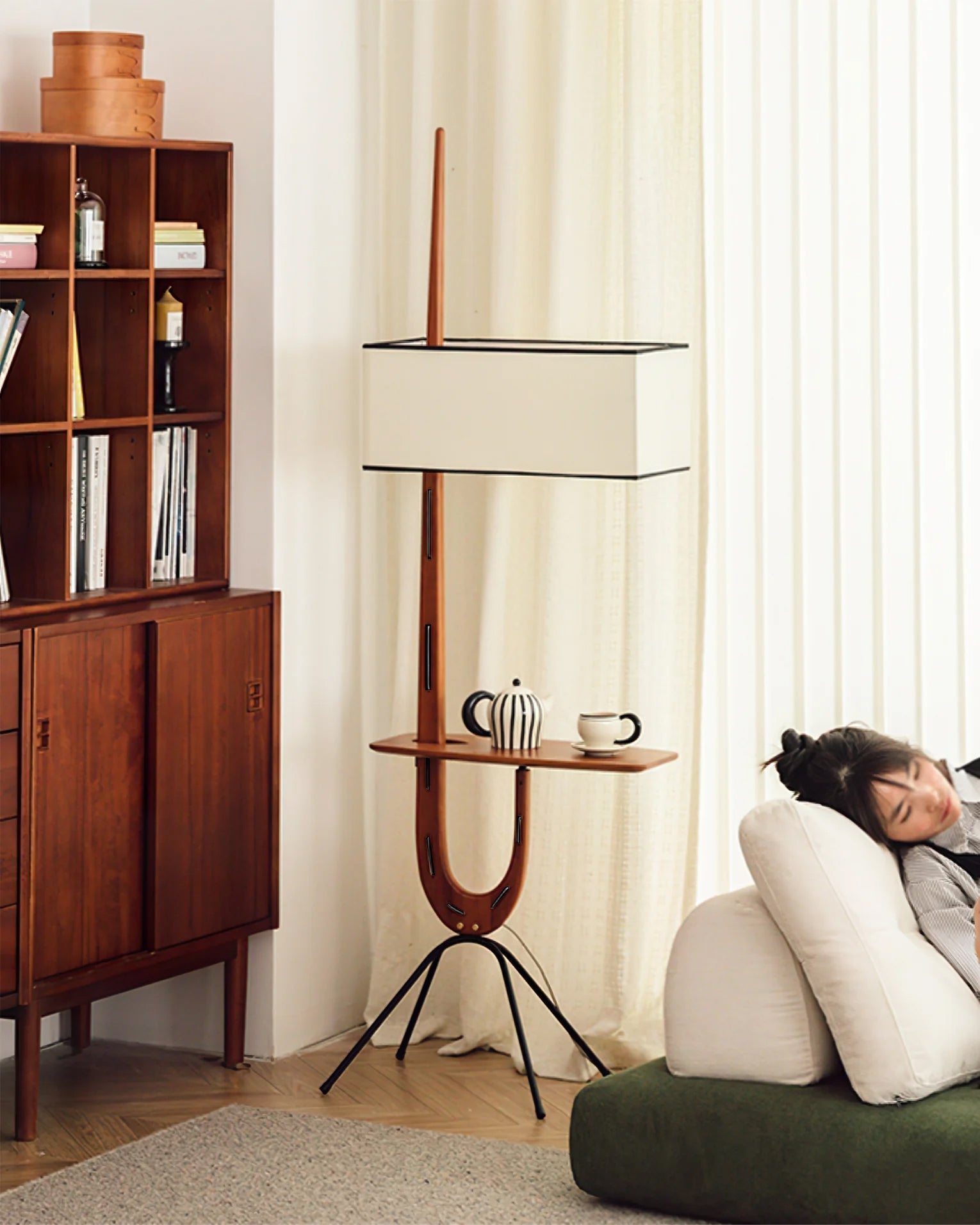Vemara Mid Century Wood Floor Lamp - Letslighting