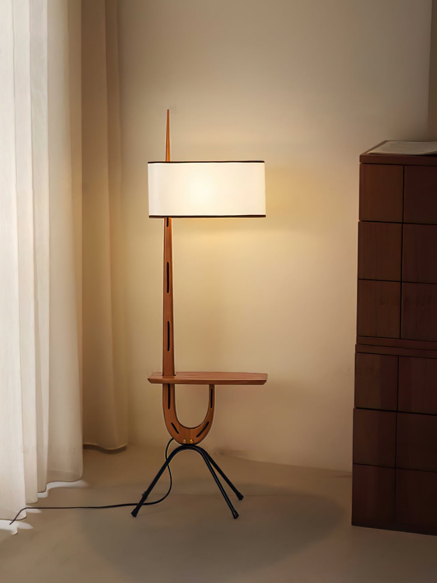 Vemara Mid Century Wood Floor Lamp - Letslighting