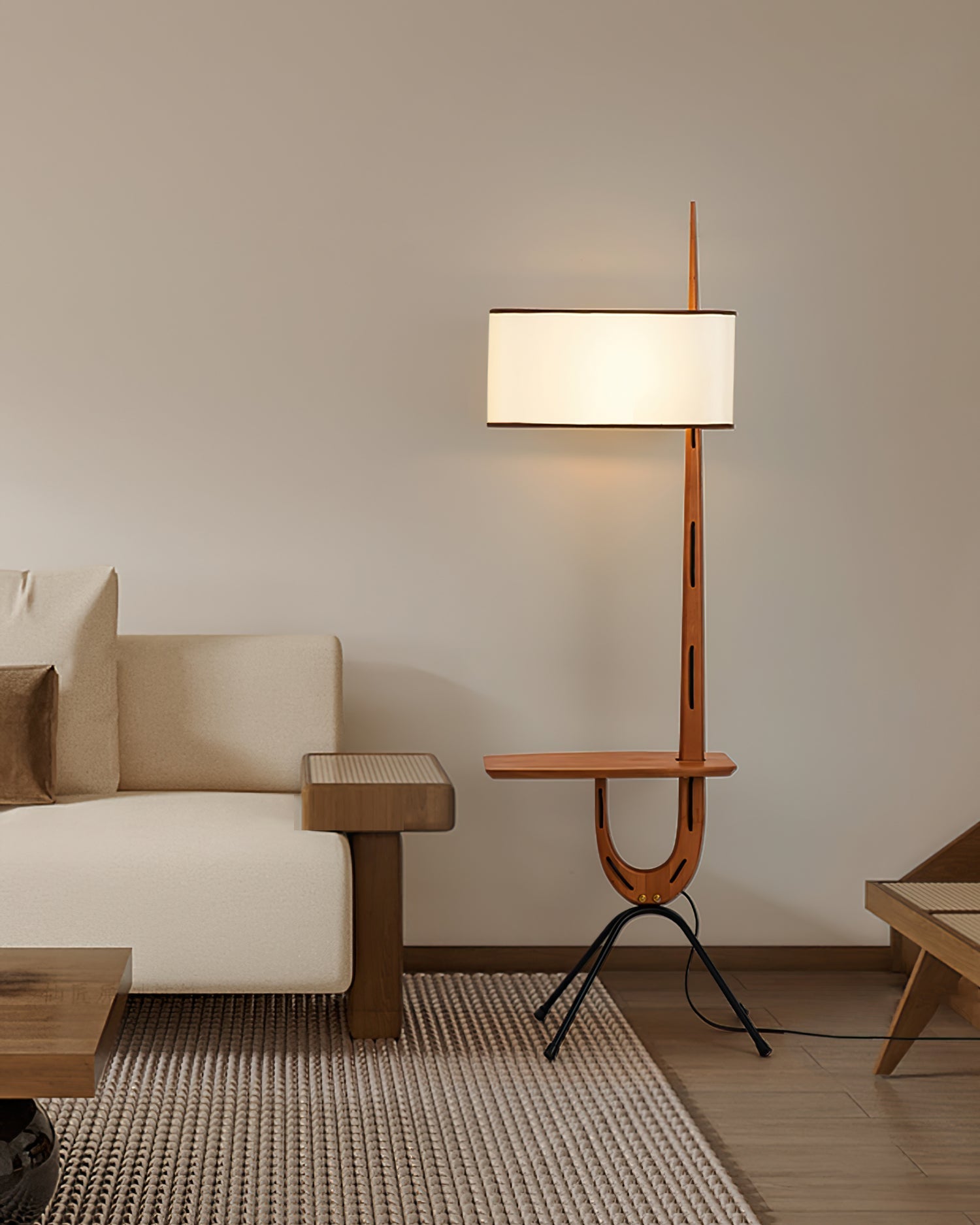Vemara Mid Century Wood Floor Lamp - Letslighting