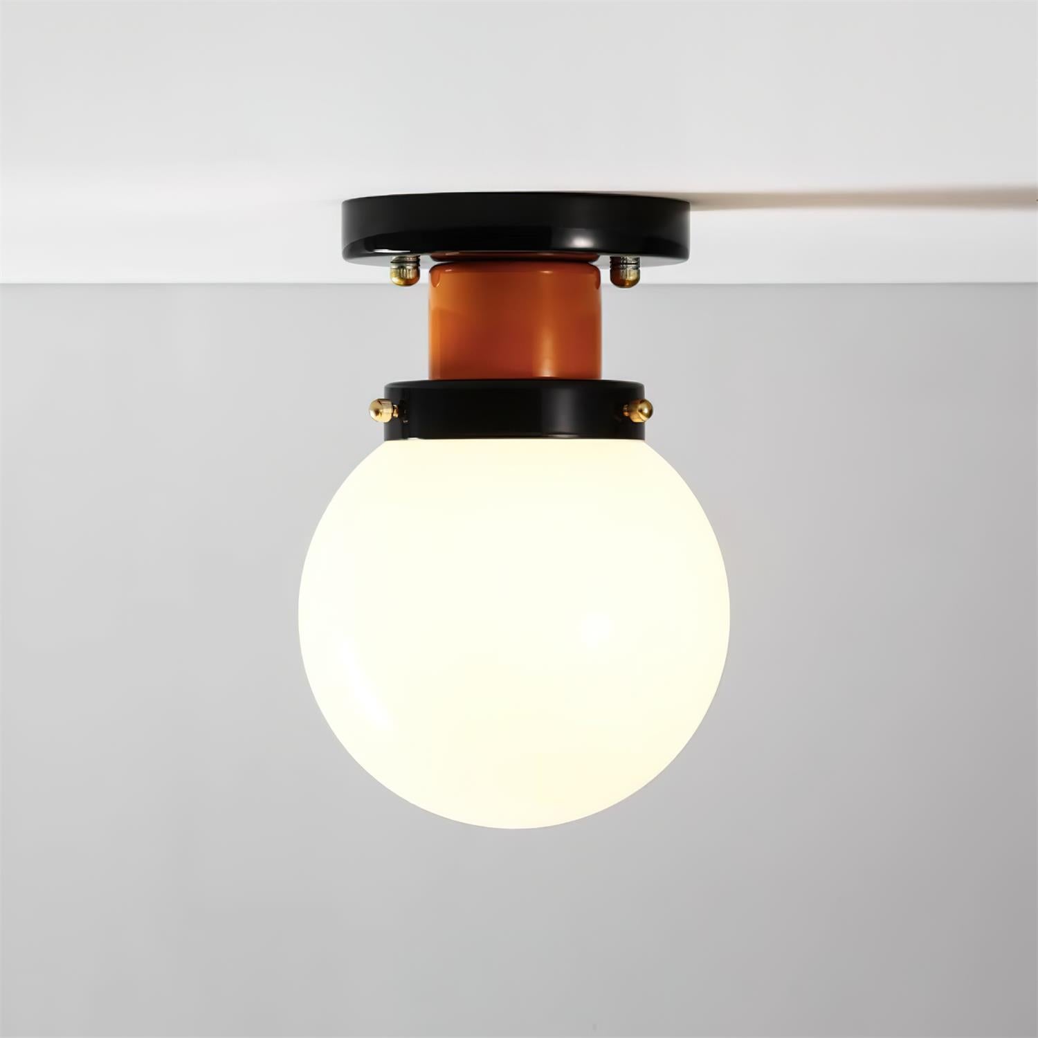Aria Ceiling Light Spherical Glass Orange Black - Letslighting