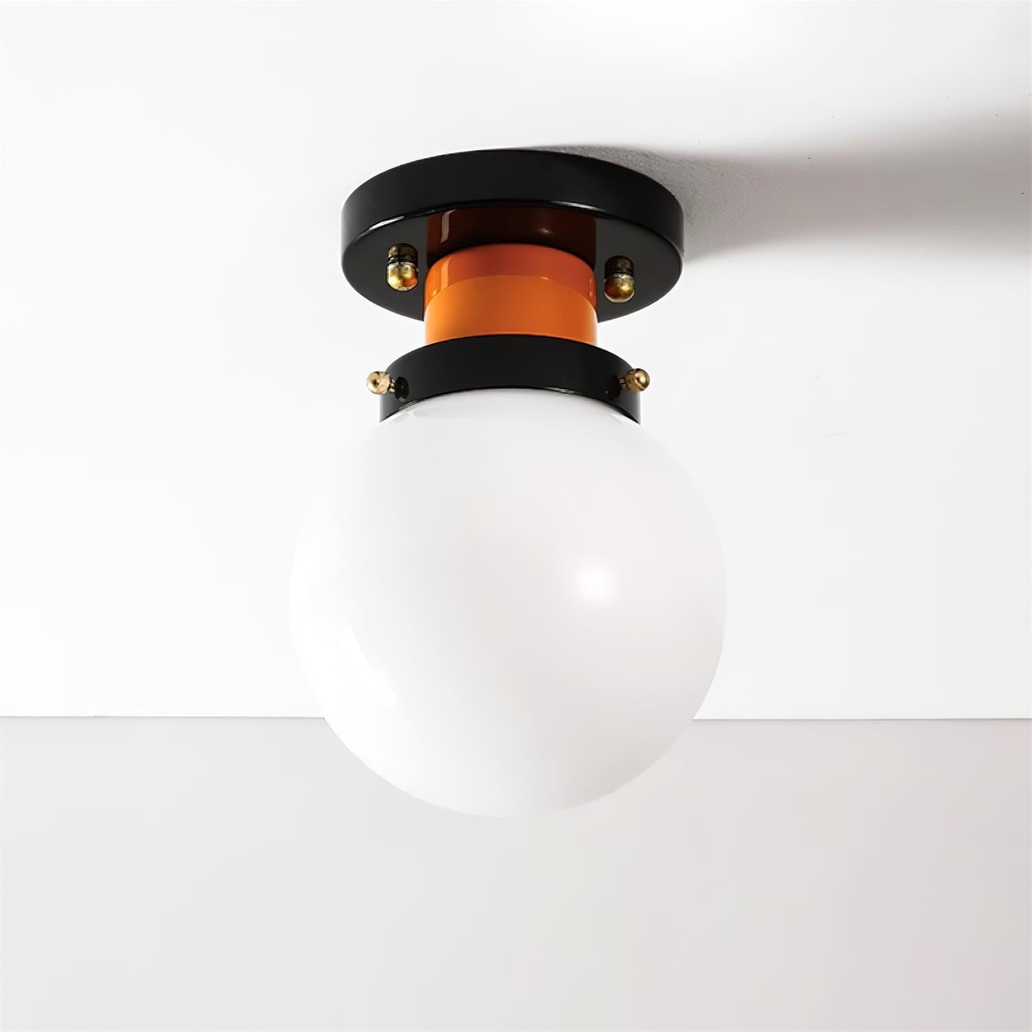 Aria Ceiling Light Spherical Glass Orange Black - Letslighting