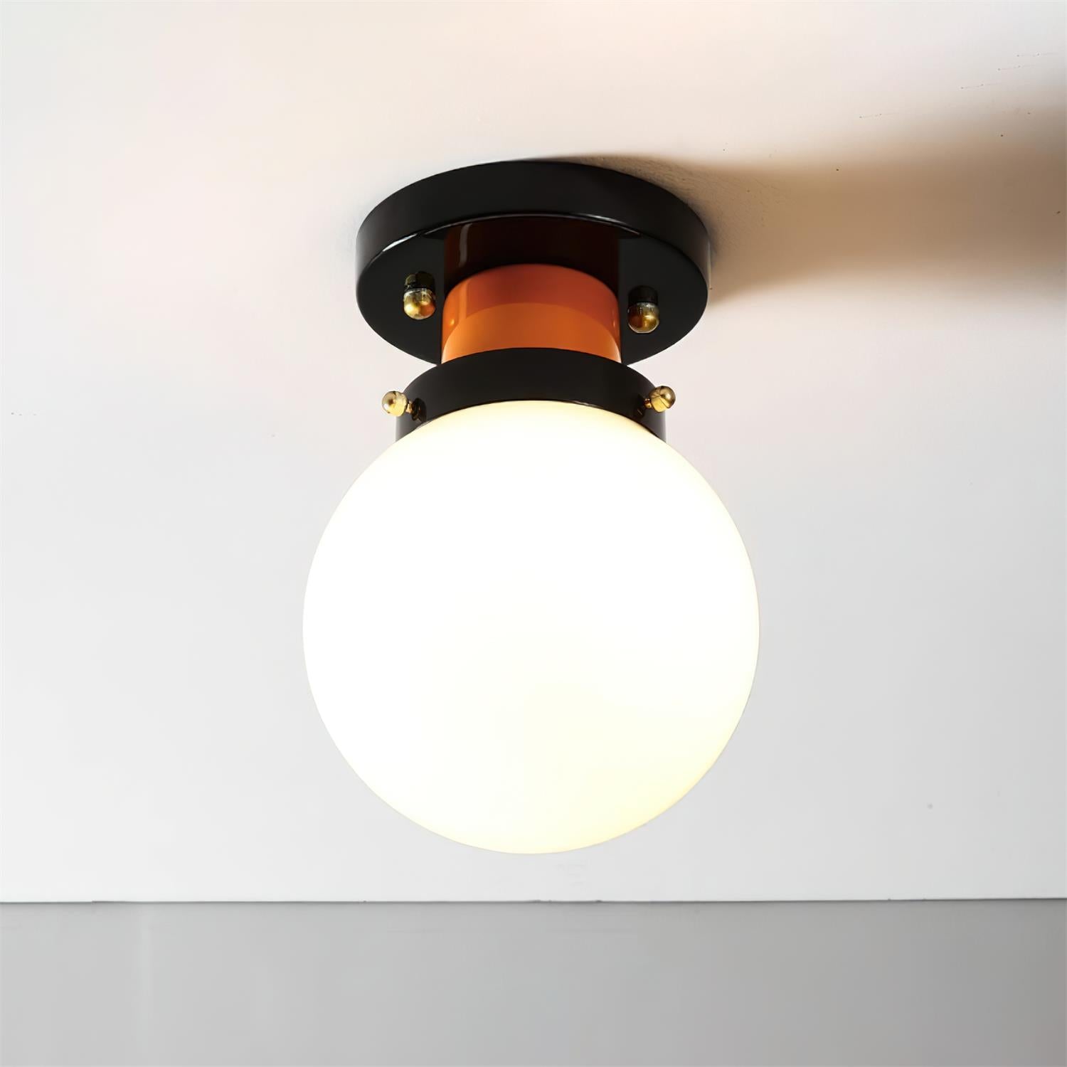 Aria Ceiling Light Spherical Glass Orange Black - Letslighting