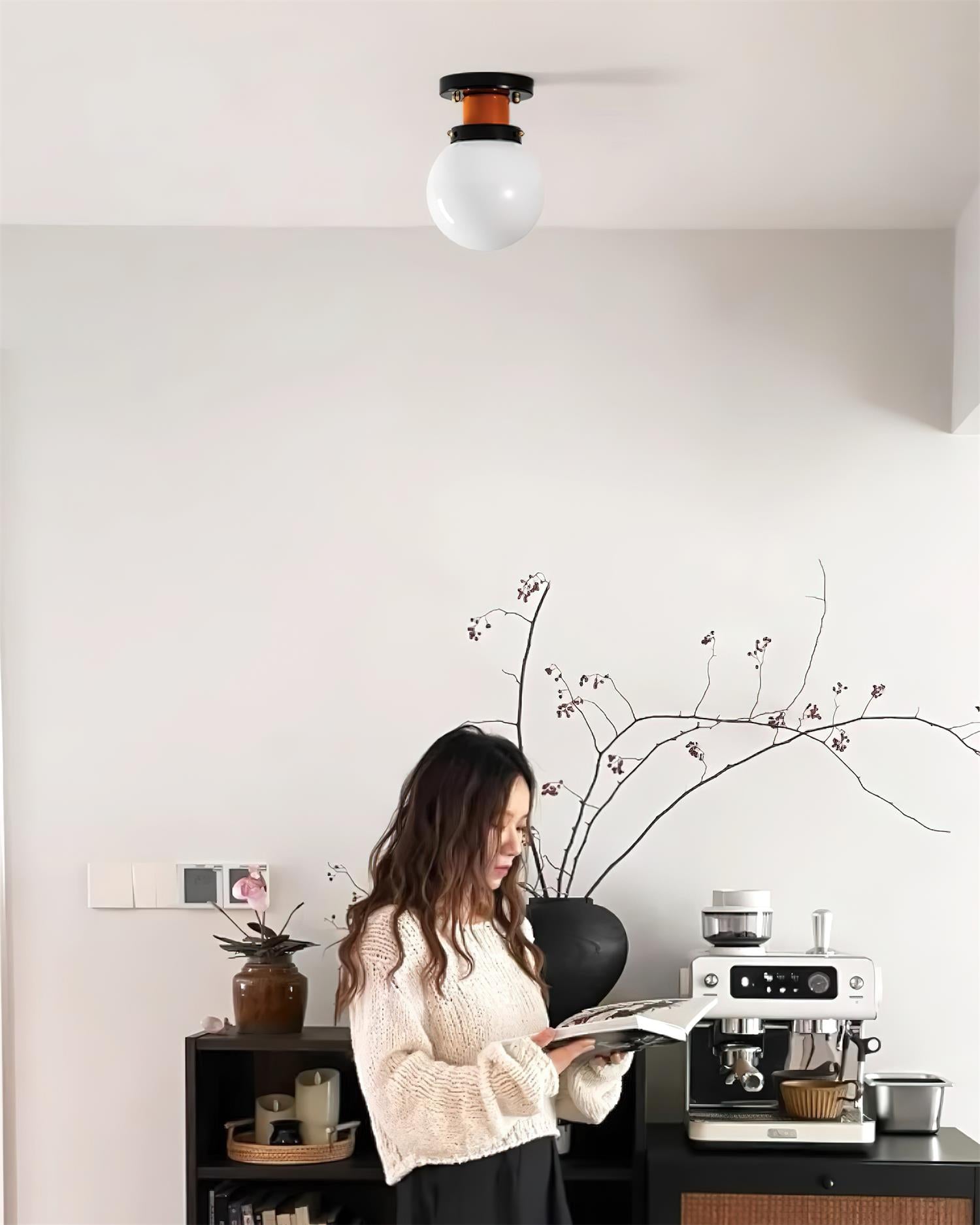 Aria Ceiling Lamp Globe Glass Orange - Letslighting