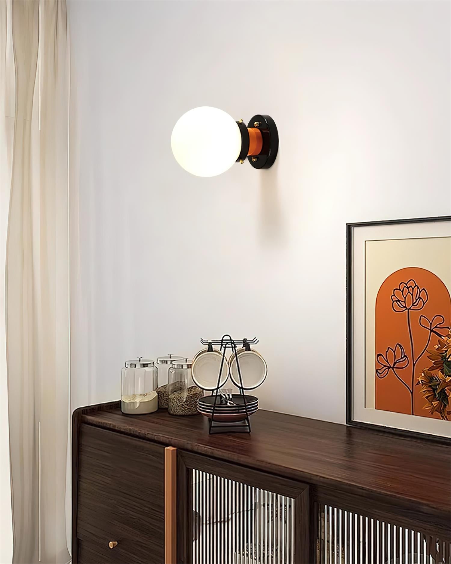 Aria Ceiling Light Spherical Glass Orange Black - Letslighting