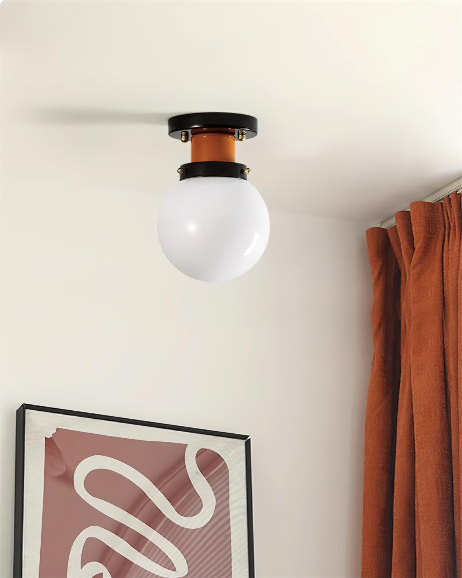 Aria Ceiling Lamp Globe Glass Orange - Letslighting