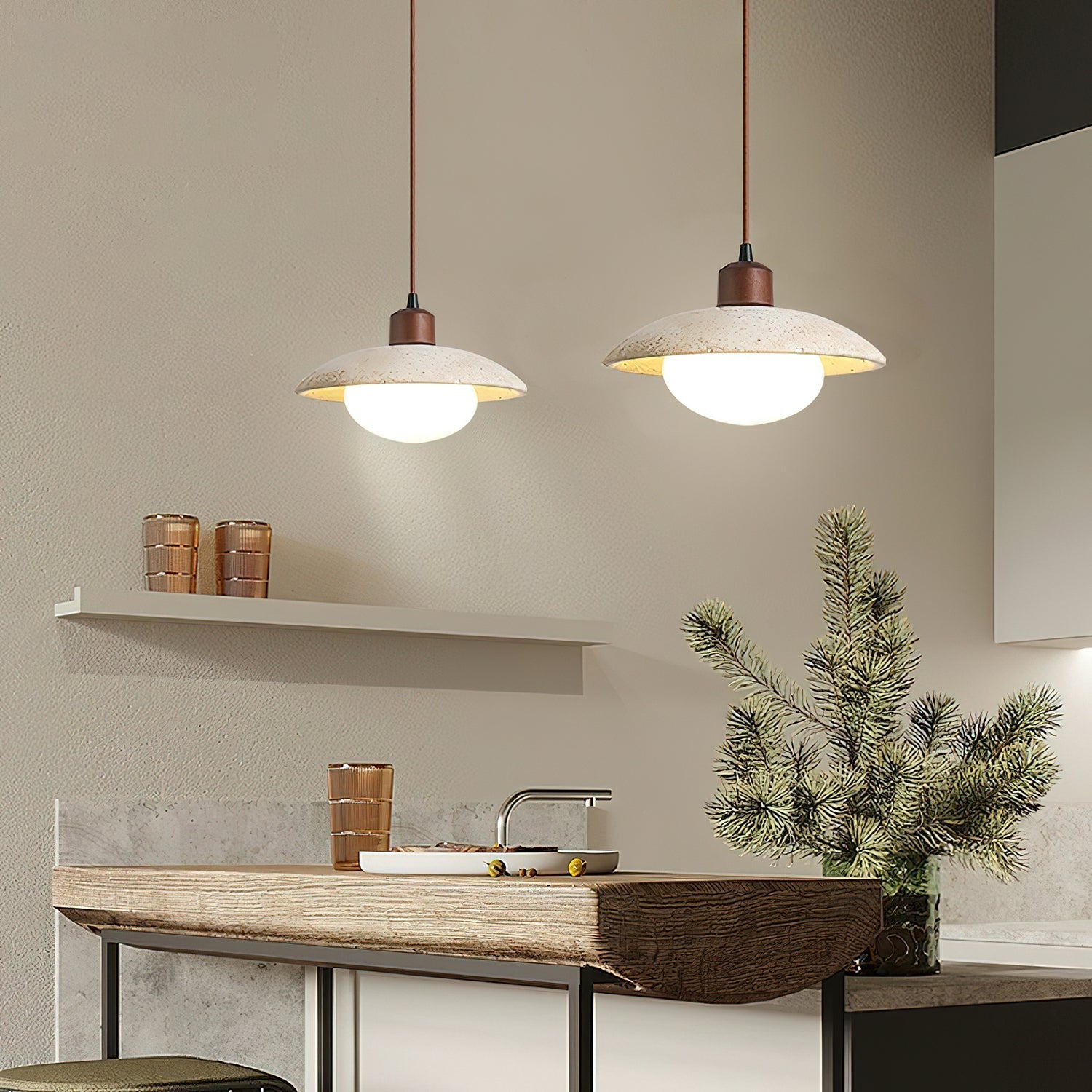 Onorarae Dome-Shade Travertine Pendant Light - Letslighting