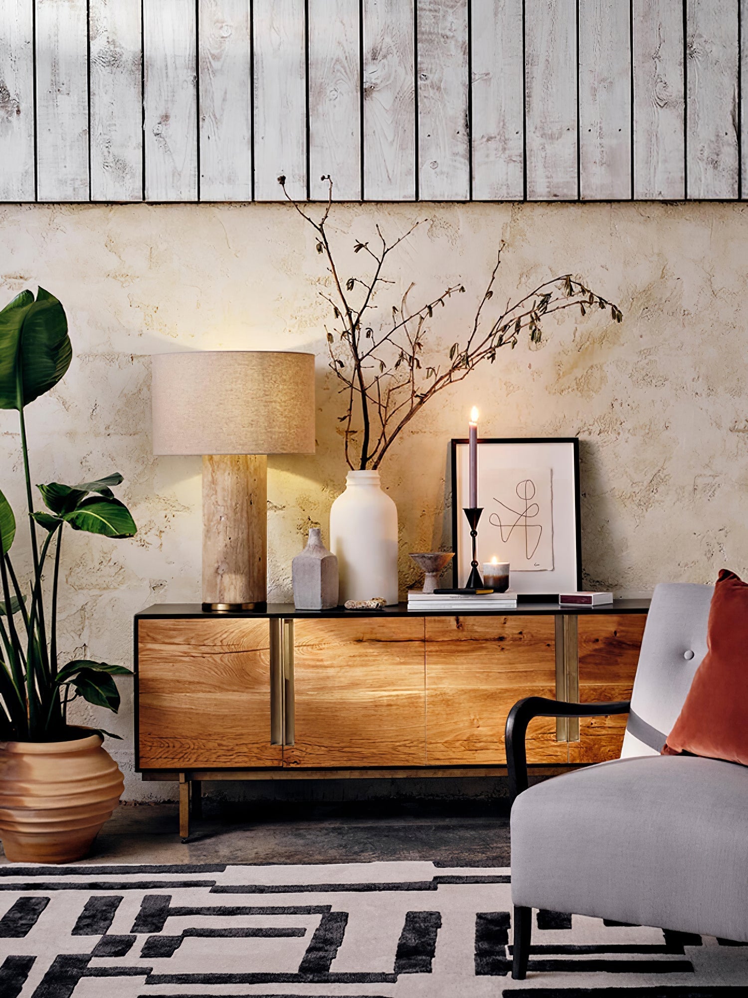 Vonoryra Cylindrical Travertine Table Lamp - Letslighting