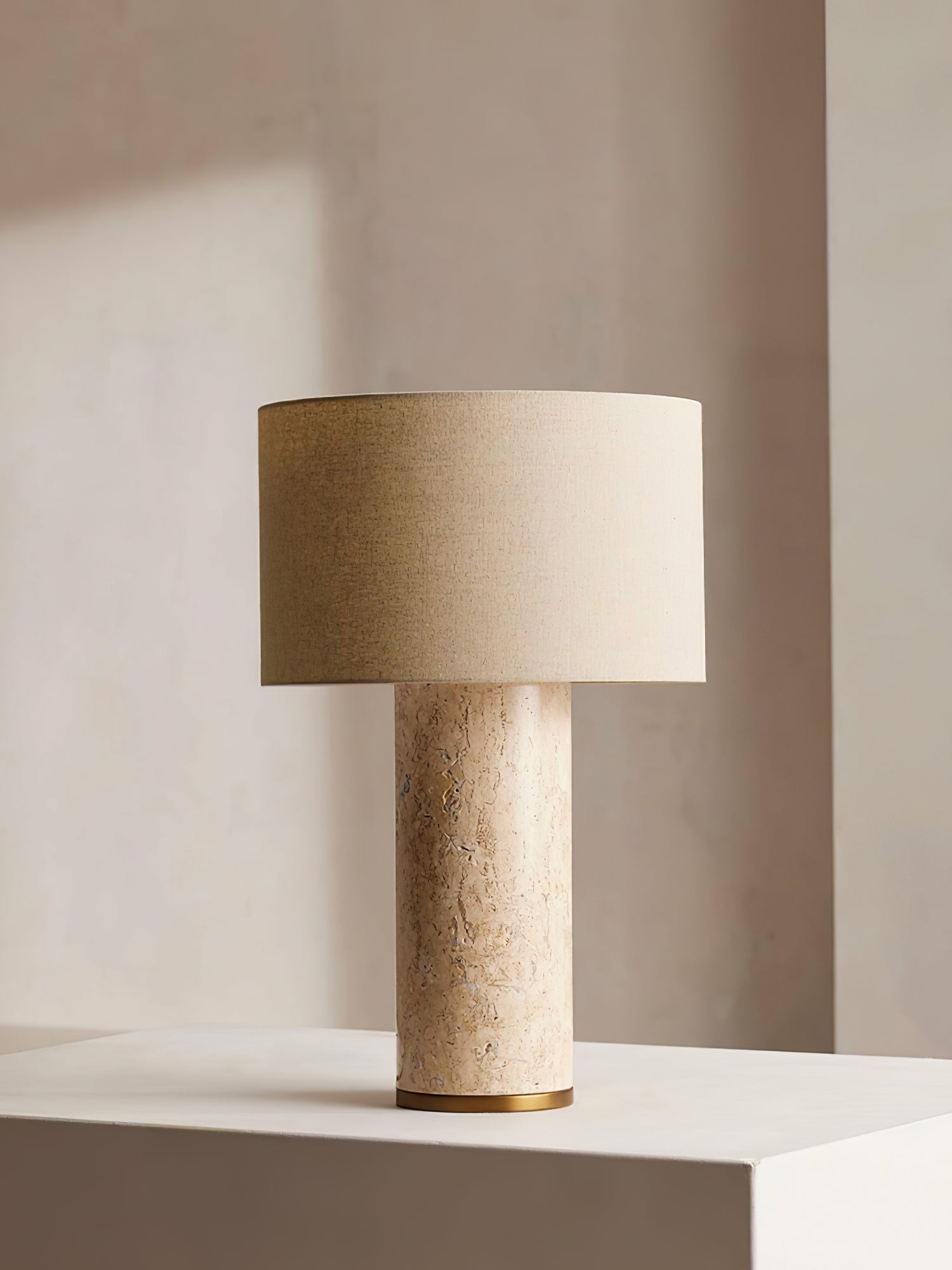 Vonoryra Cylindrical Travertine Table Lamp - Letslighting