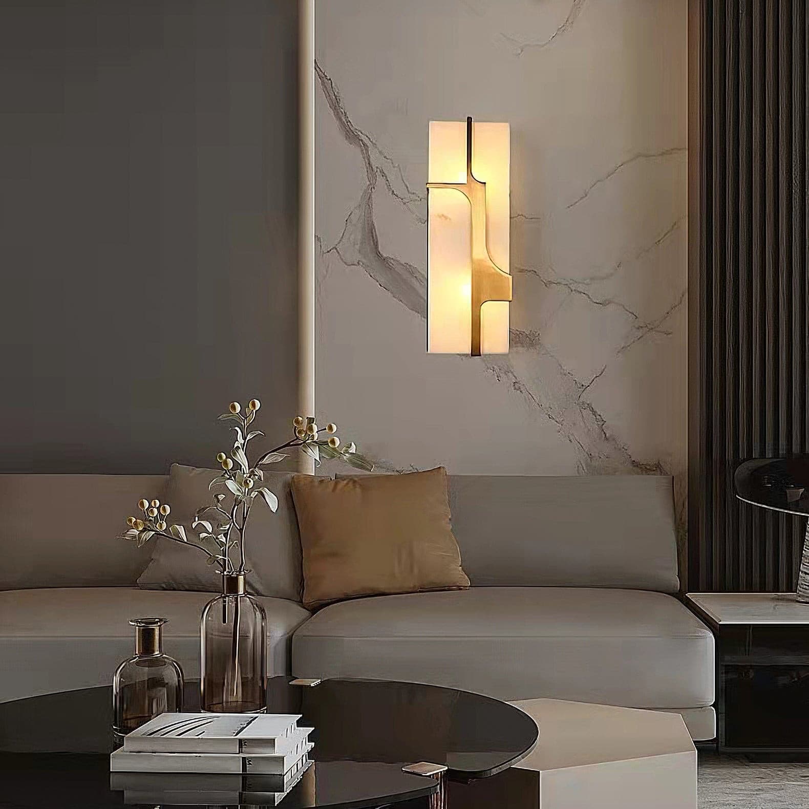 Ariel Wall Lamp Alabaster & Brass Elegance - Letslighting
