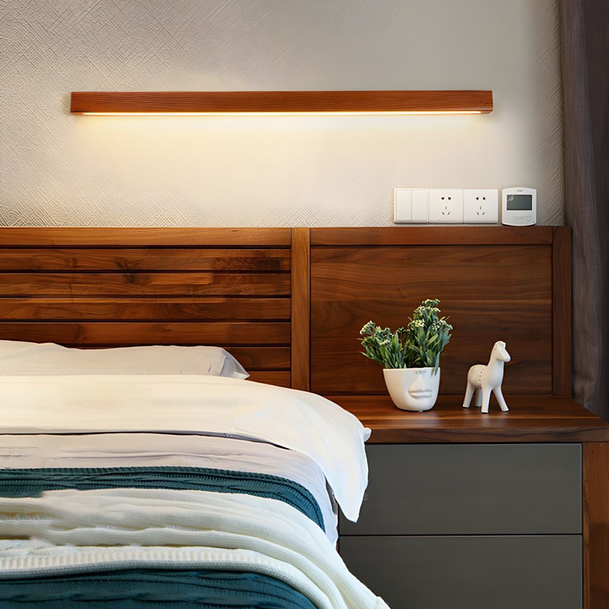 Lustra Wall Light Wood Linear Minimalist LED - Letslighting