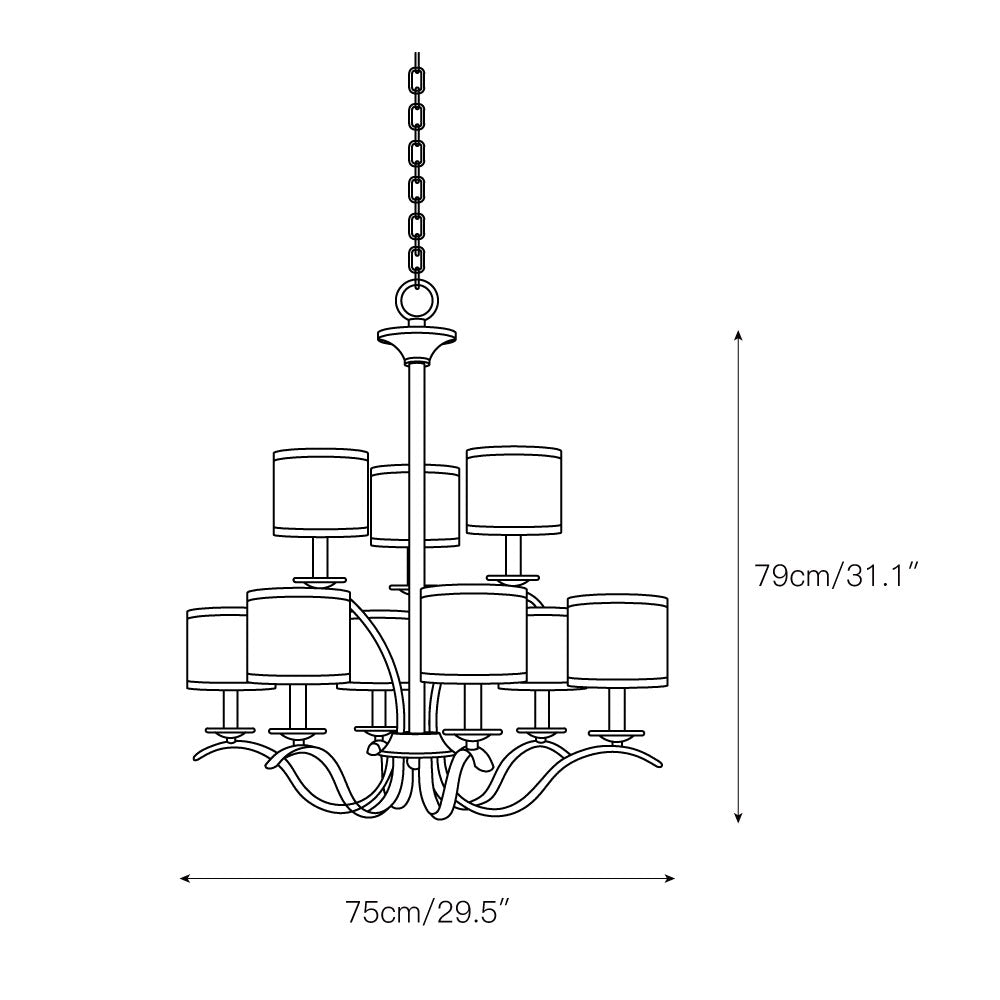 Vatnuvys Traditional Premium Brass Fabric Chandelier - Letslighting