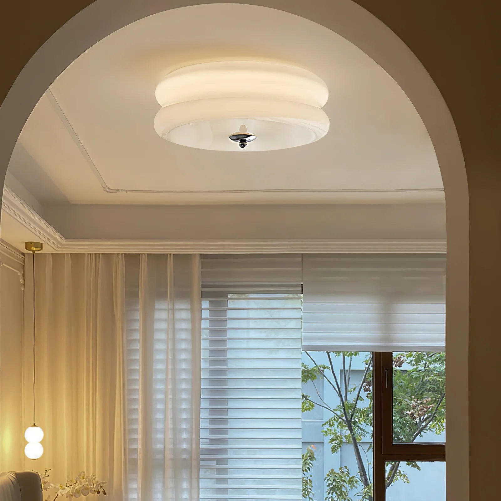 ValentinaVintage Round Flush Mount Ceiling Light Two Layer