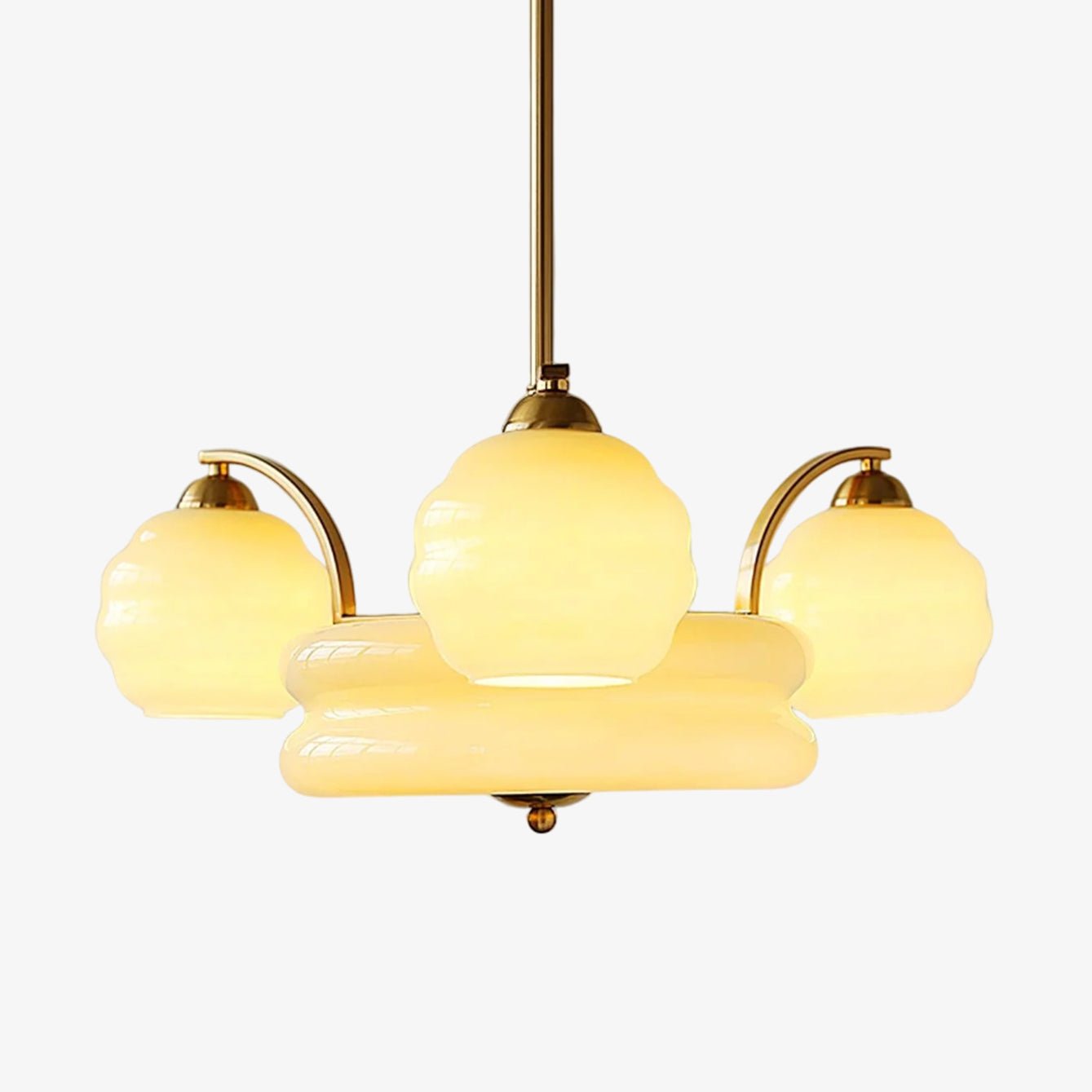 Lustra Chandelier Art Deco Vintage Gold Glass Shades - Letslighting