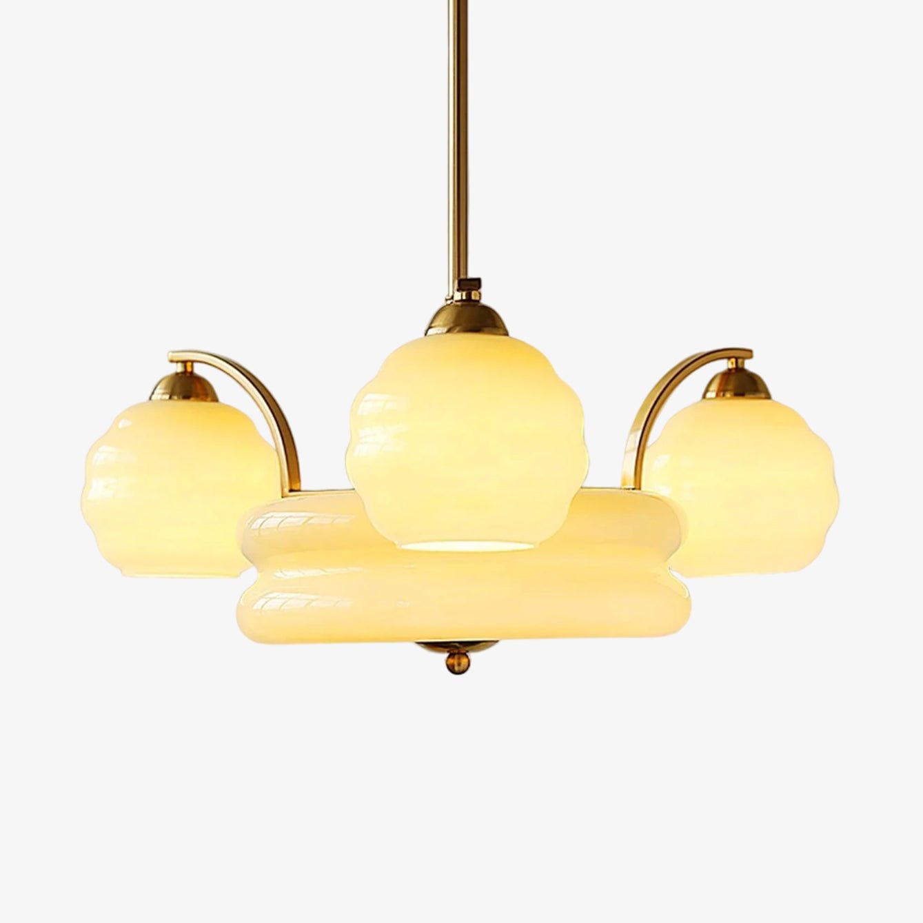 Lustra Chandelier Art Deco Vintage Gold Glass Shades - Letslighting