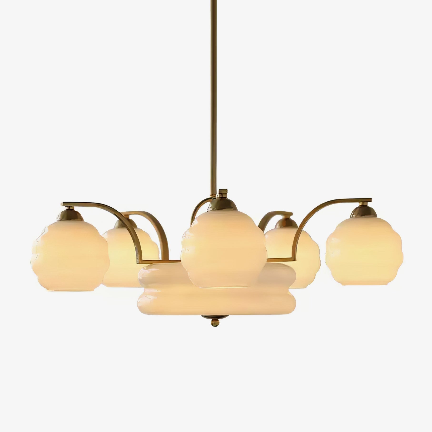 Lustra Chandelier Art Deco Vintage Gold Glass Shades - Letslighting