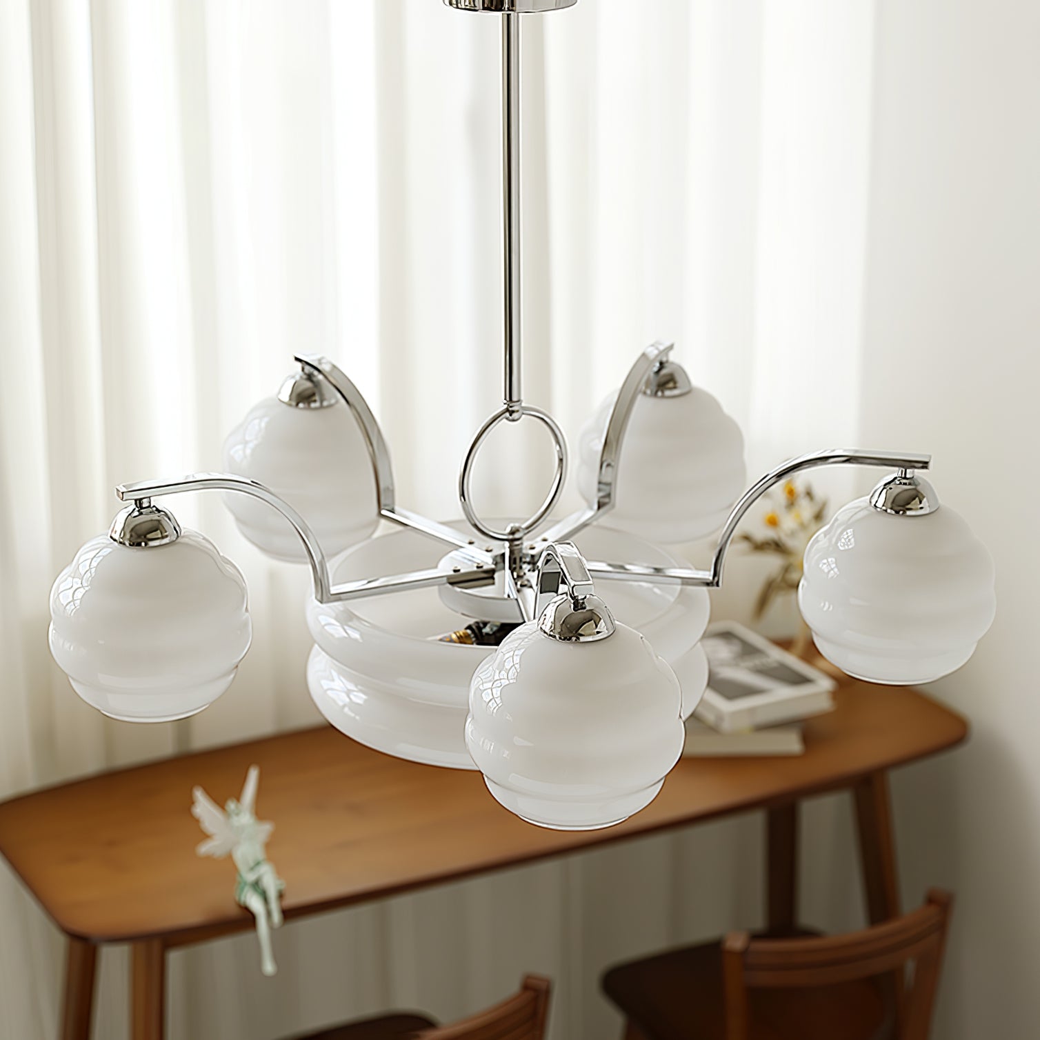 Lustra Chandelier Art Deco Vintage Gold Glass Shades - Letslighting