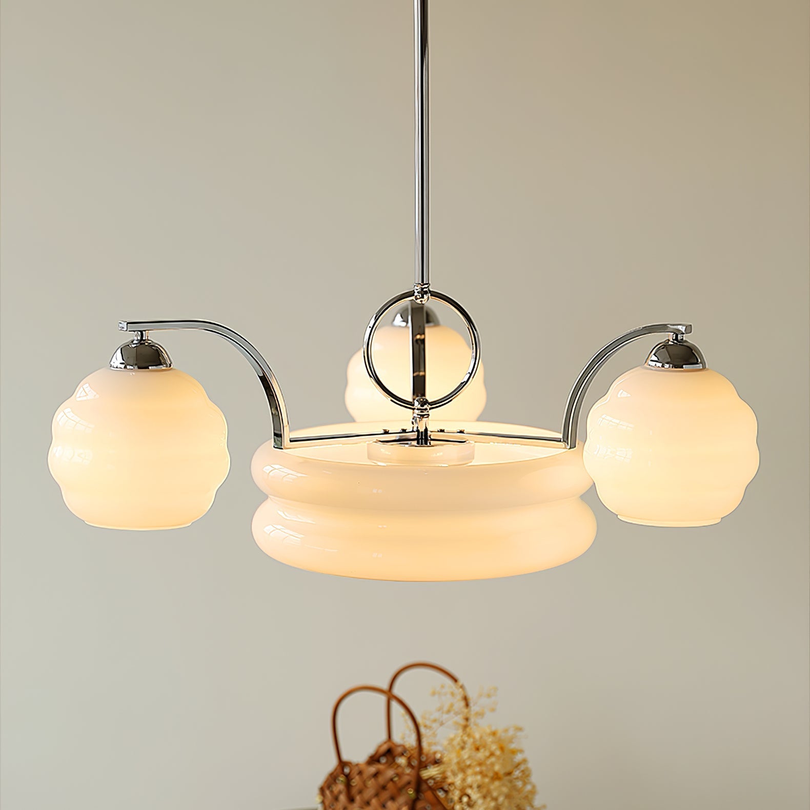 Lustra Chandelier Art Deco Vintage Gold Glass Shades - Letslighting