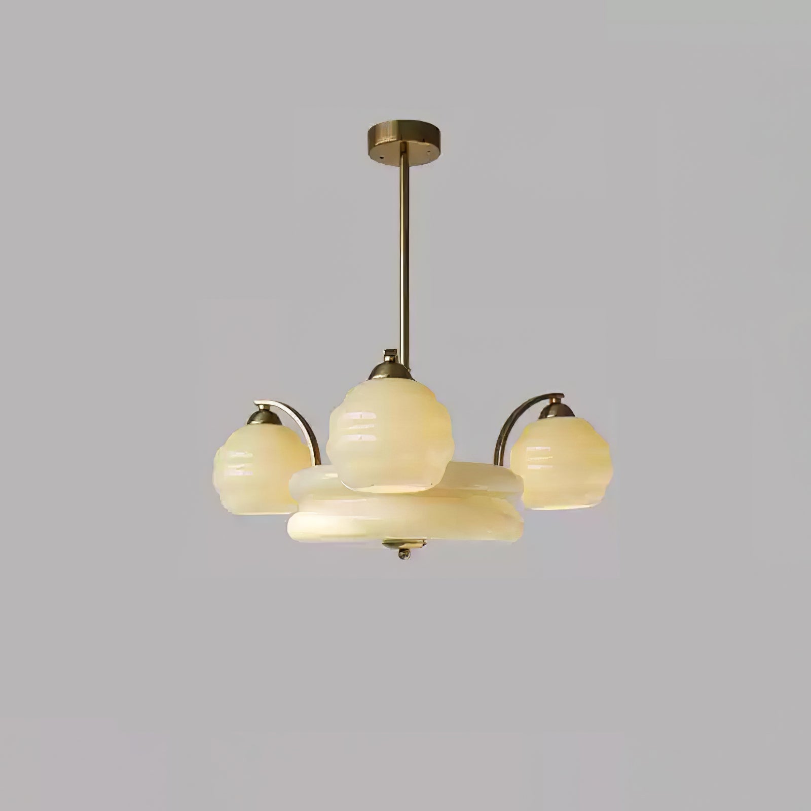 Lustra Chandelier Art Deco Vintage Gold Glass Shades - Letslighting