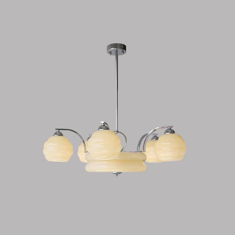 Lustra Chandelier Art Deco Vintage Gold Glass Shades - Letslighting