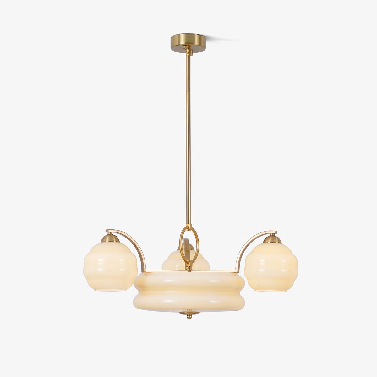 Lustra Chandelier Art Deco Vintage Gold Glass Shades - Letslighting