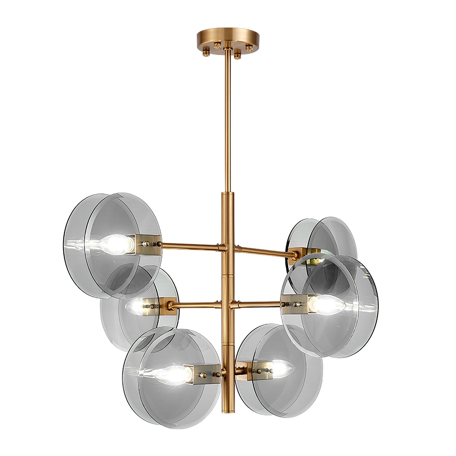 Aurora Chandelier Smoke Glass Round Layered - Letslighting