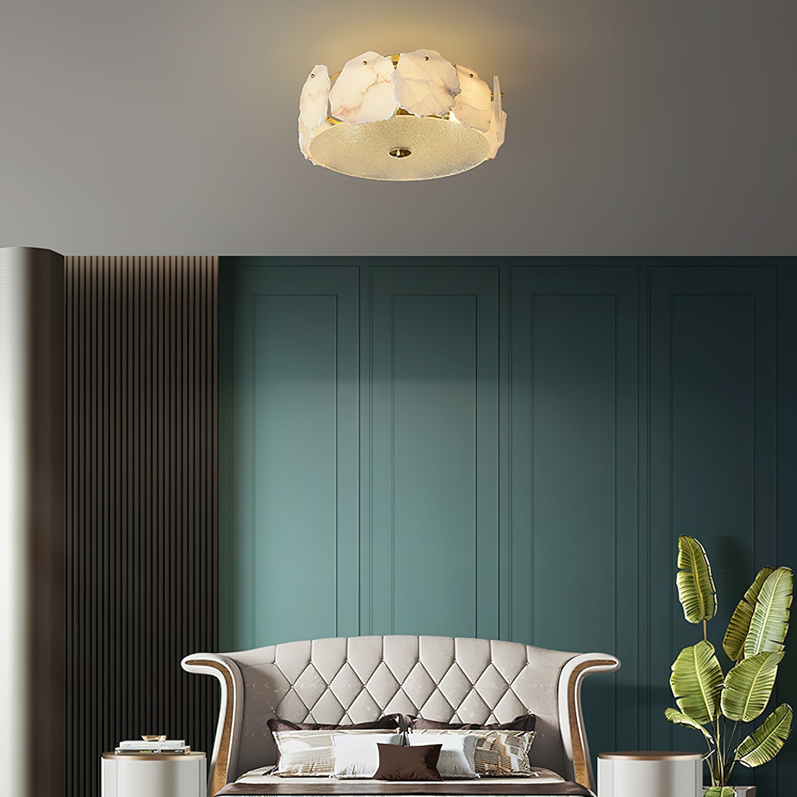 Zoruvys Sophisticated Disc Flat Alabaster Glass Ceiling Light - Letslighting