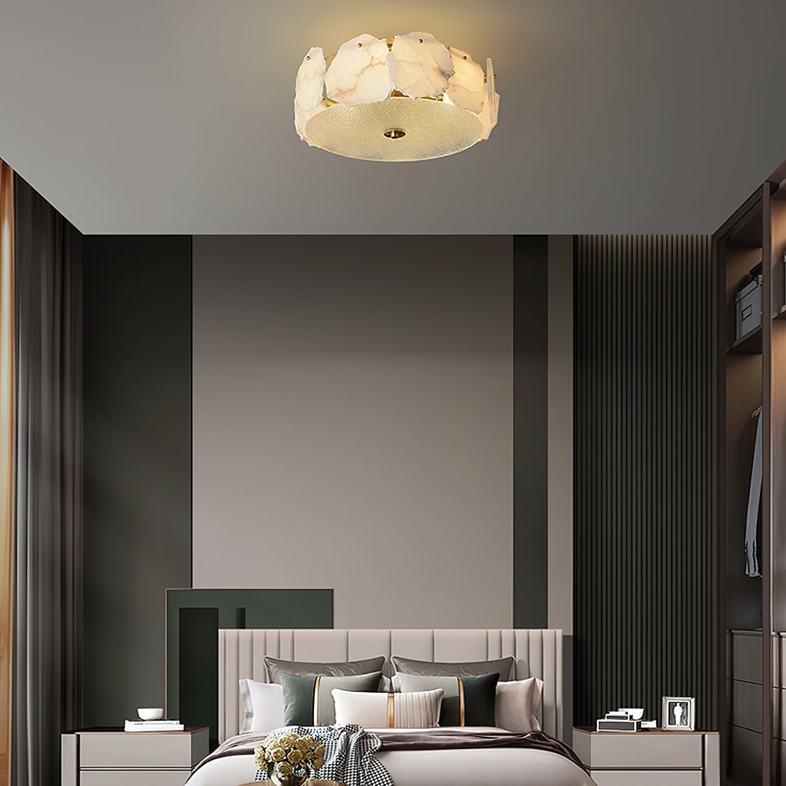 Zoruvys Sophisticated Disc Flat Alabaster Glass Ceiling Light - Letslighting