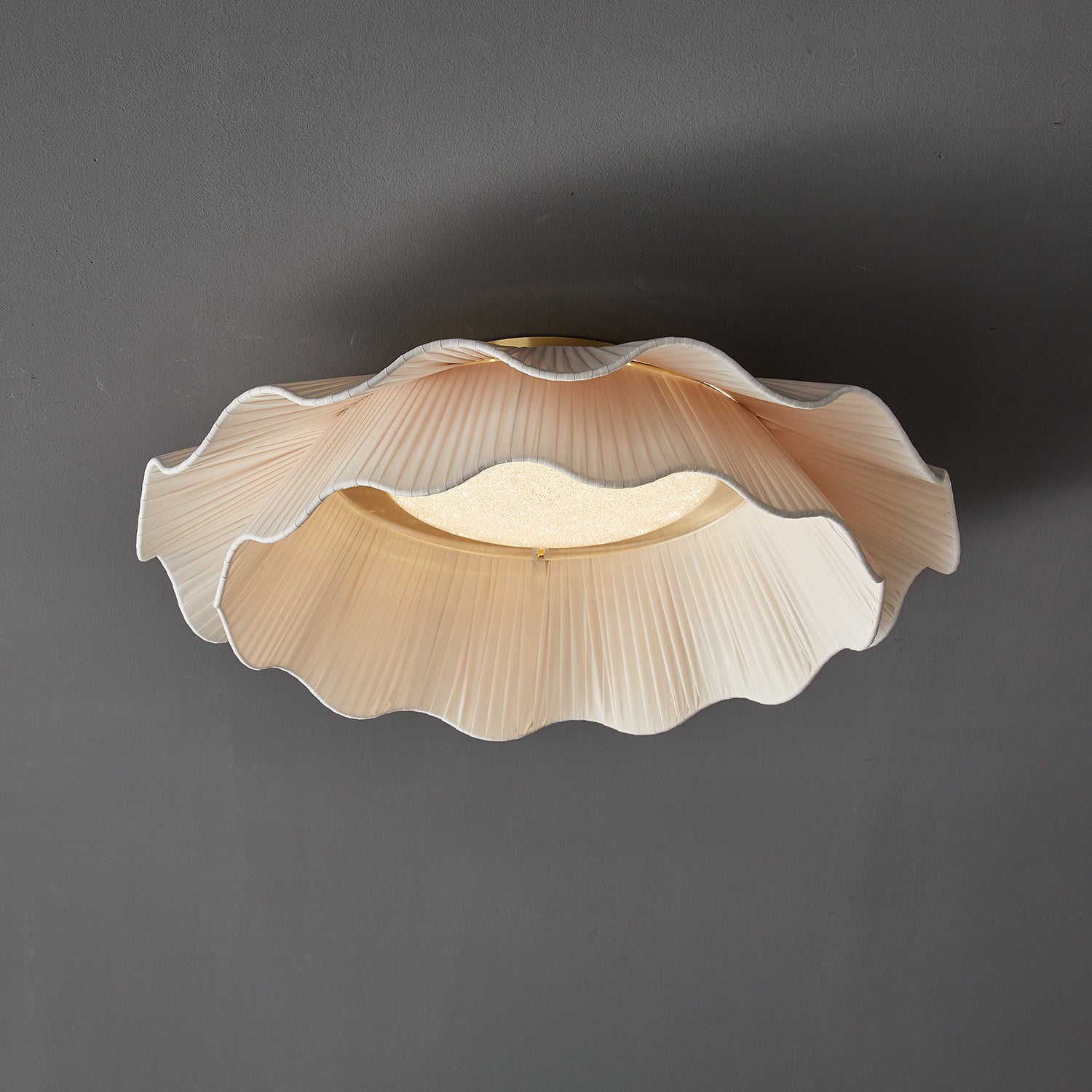 Mylirira Premium Elegance Wave Brass Fabric Ceiling Lamp - Letslighting