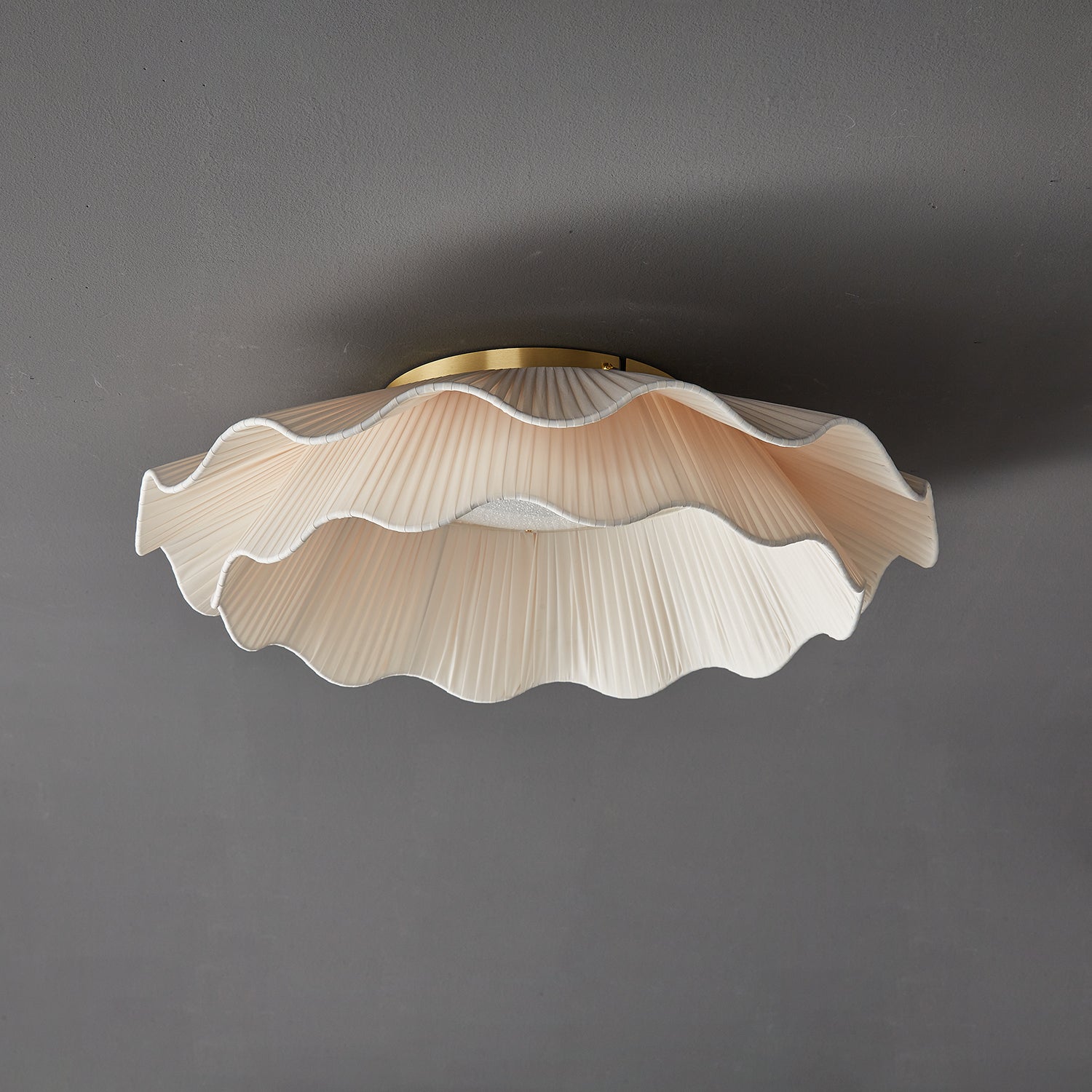 Mylirira Premium Elegance Wave Brass Fabric Ceiling Lamp - Letslighting