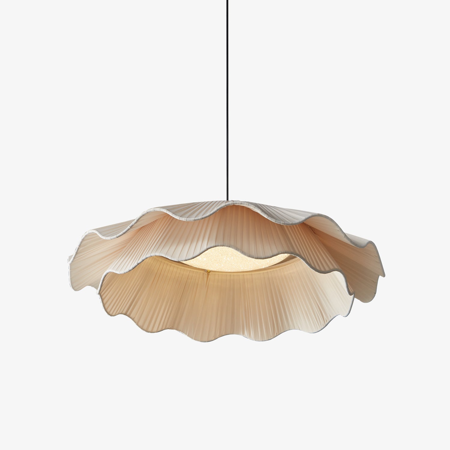 Ellorel Elegance Wave Brass Fabric Pendant Lamp - Letslighting