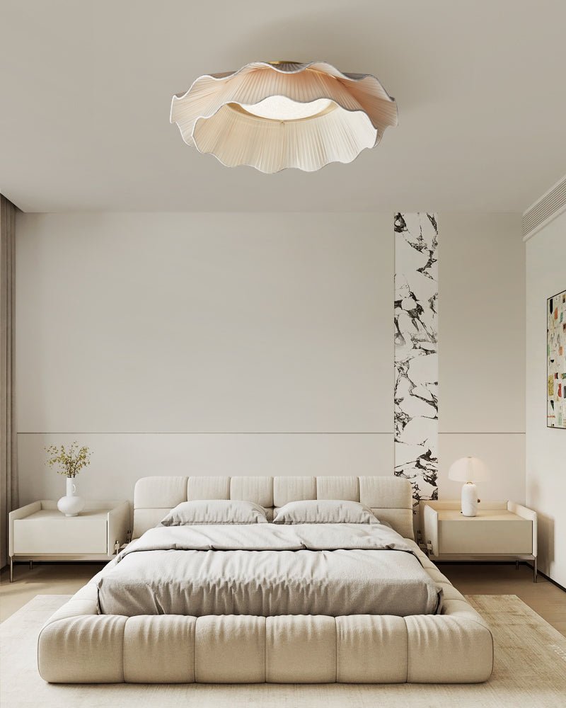 Mylirira Premium Elegance Wave Brass Fabric Ceiling Lamp - Letslighting