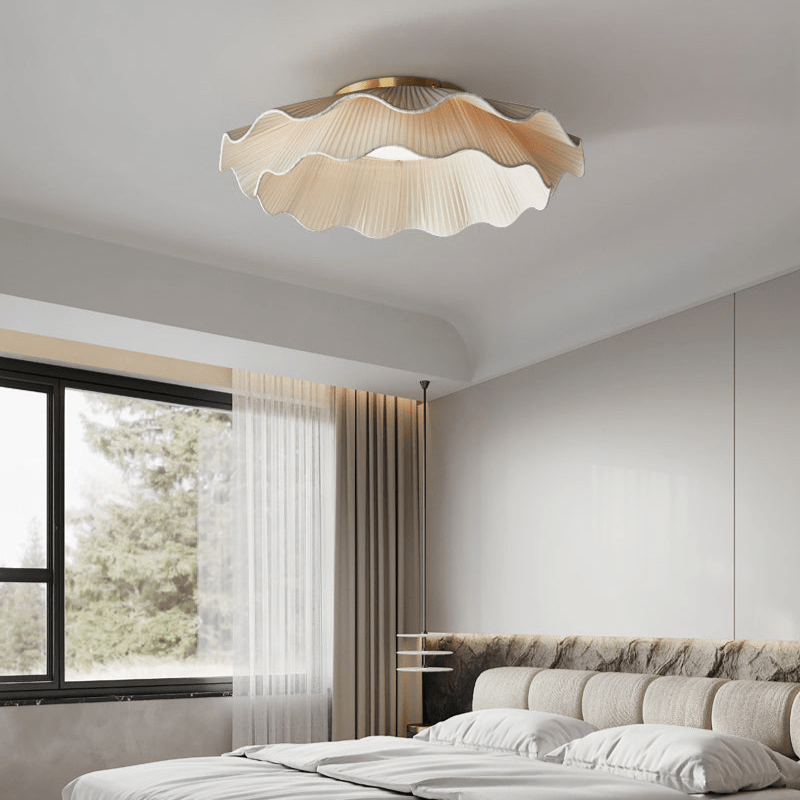 Mylirira Premium Elegance Wave Brass Fabric Ceiling Lamp - Letslighting