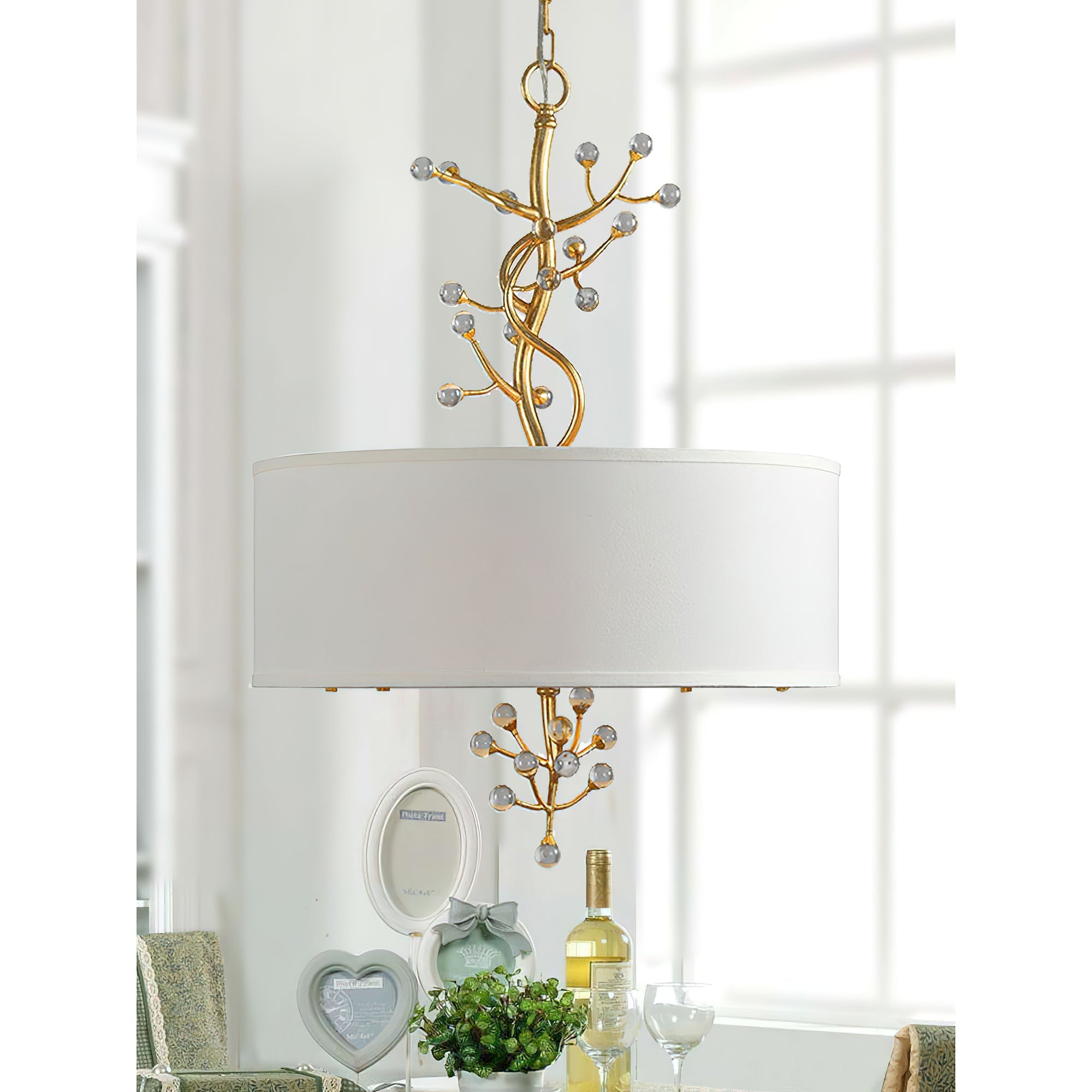 Drum Golden Branches Crystal Decoration Pendant Light - Letslighting
