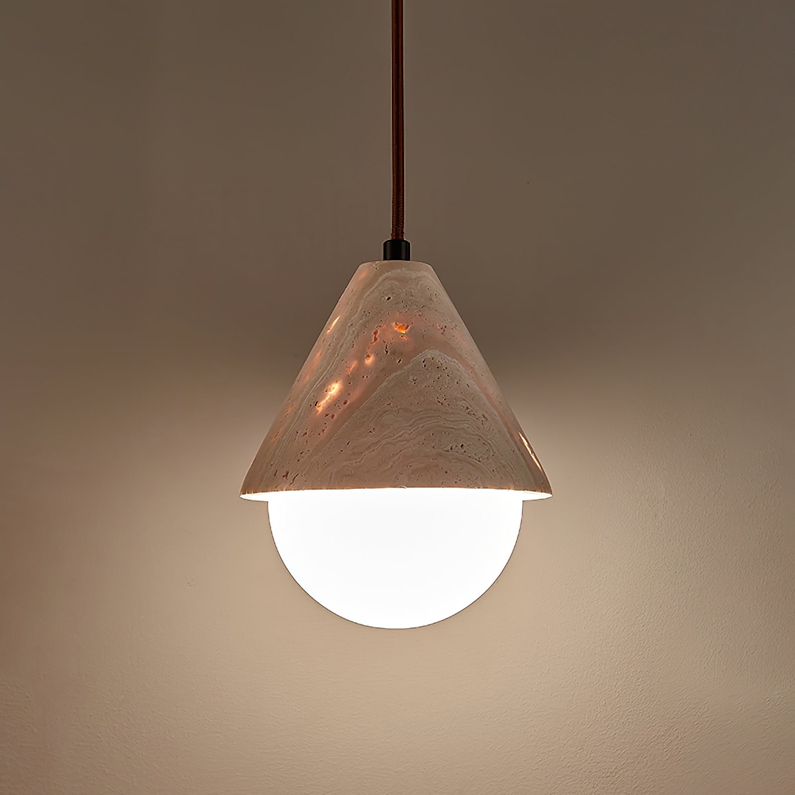 Cevynisra Cone Hemisphere Travertine Pendant Light - Letslighting