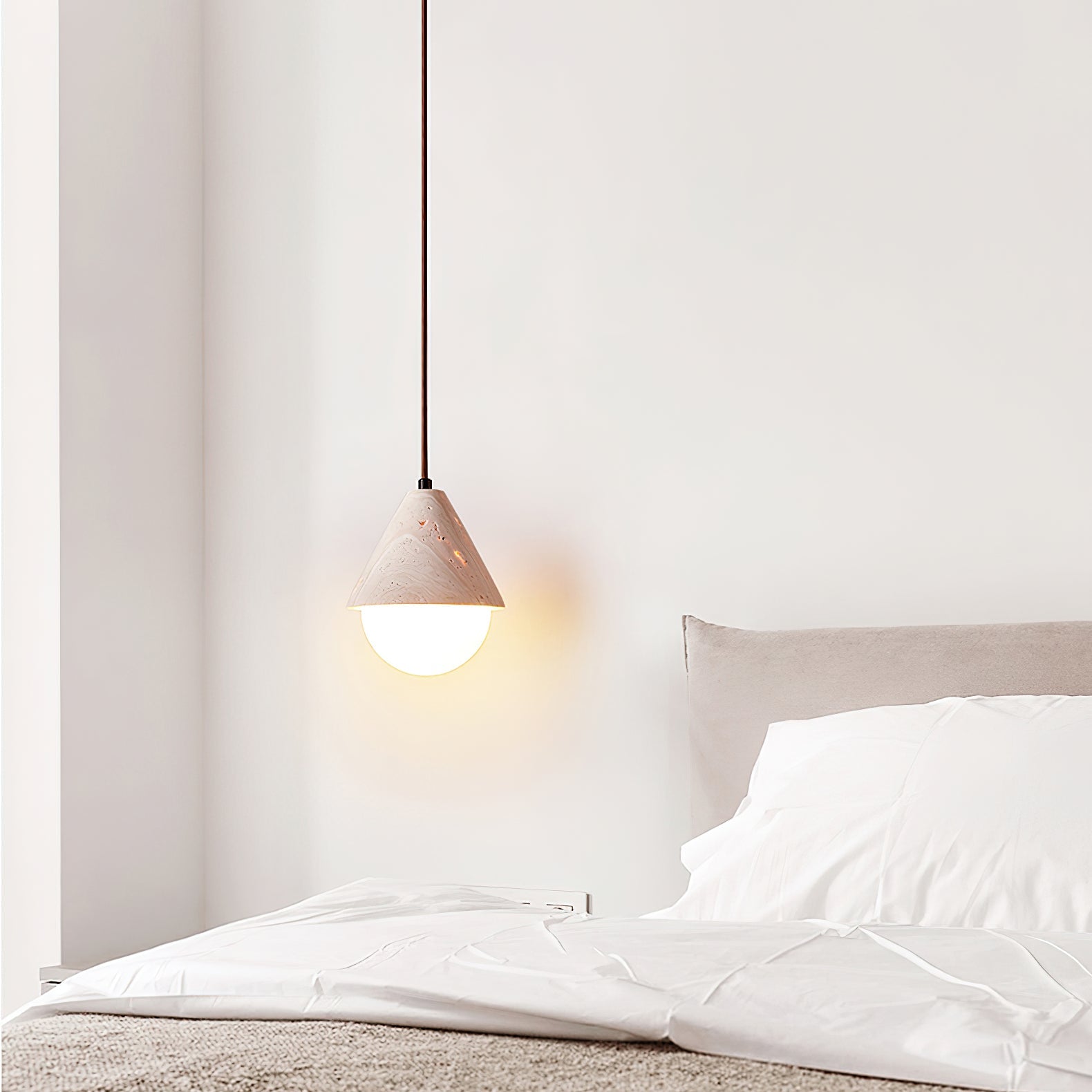 Cevynisra Cone Hemisphere Travertine Pendant Light - Letslighting