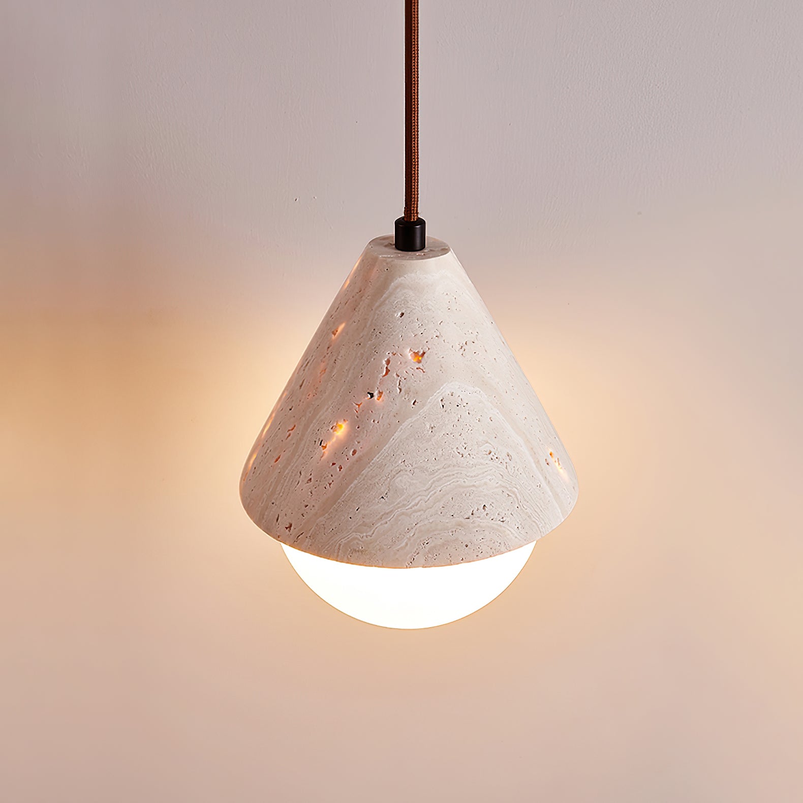 Cevynisra Cone Hemisphere Travertine Pendant Light - Letslighting