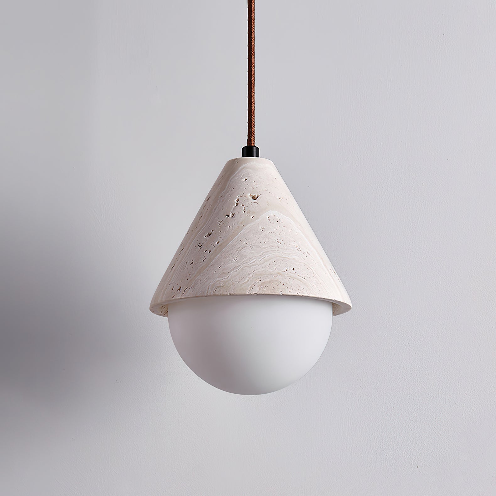 Cevynisra Cone Hemisphere Travertine Pendant Light - Letslighting