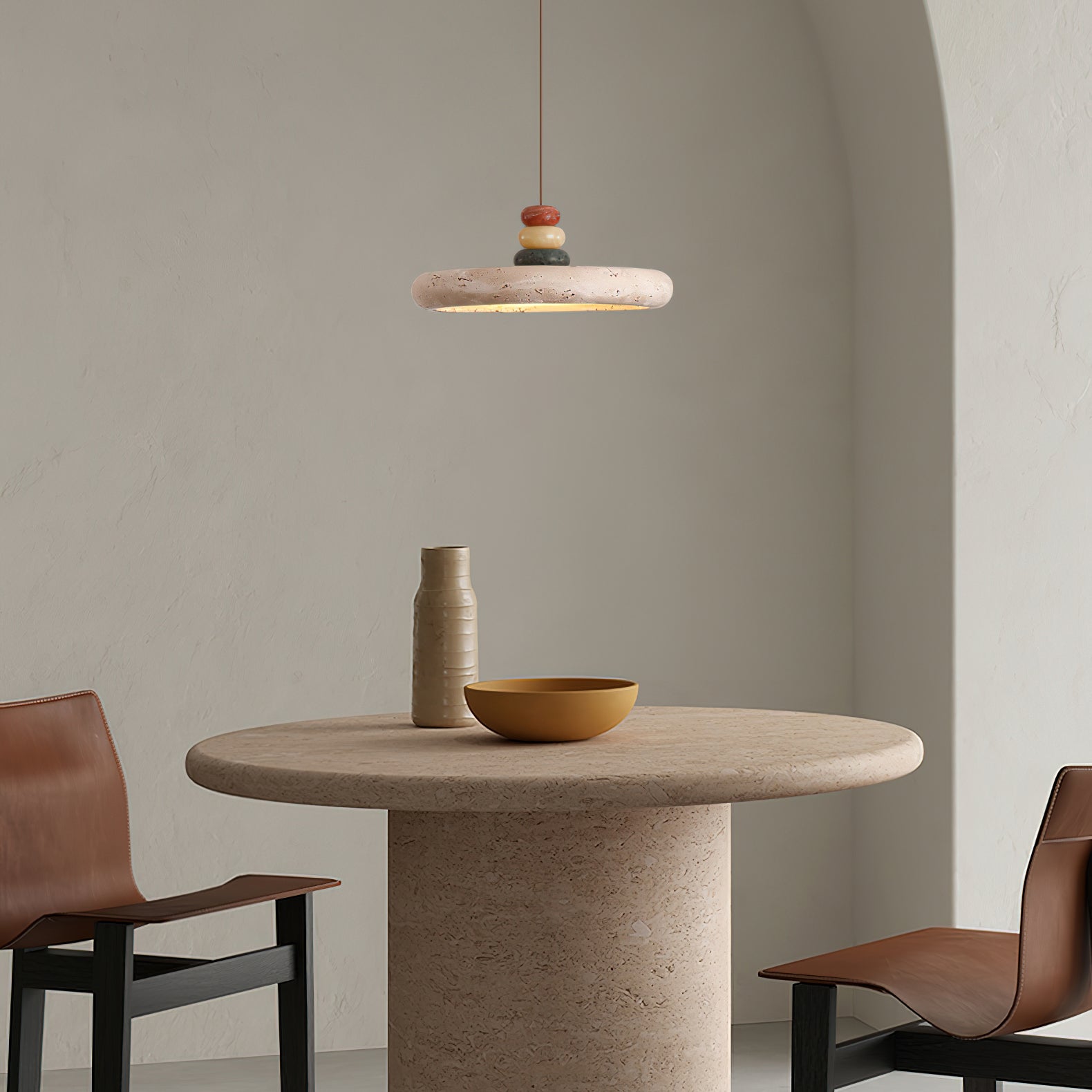 Tinon Pendant Lamp Yellow travertine Marble - Letslighting