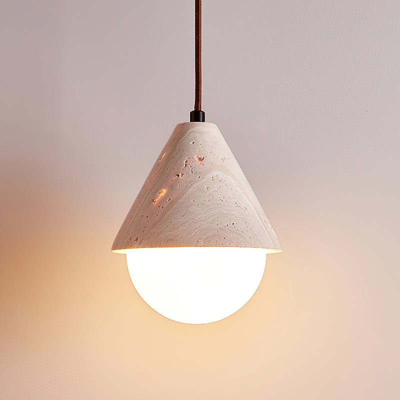 Cevynisra Cone Hemisphere Travertine Pendant Light - Letslighting